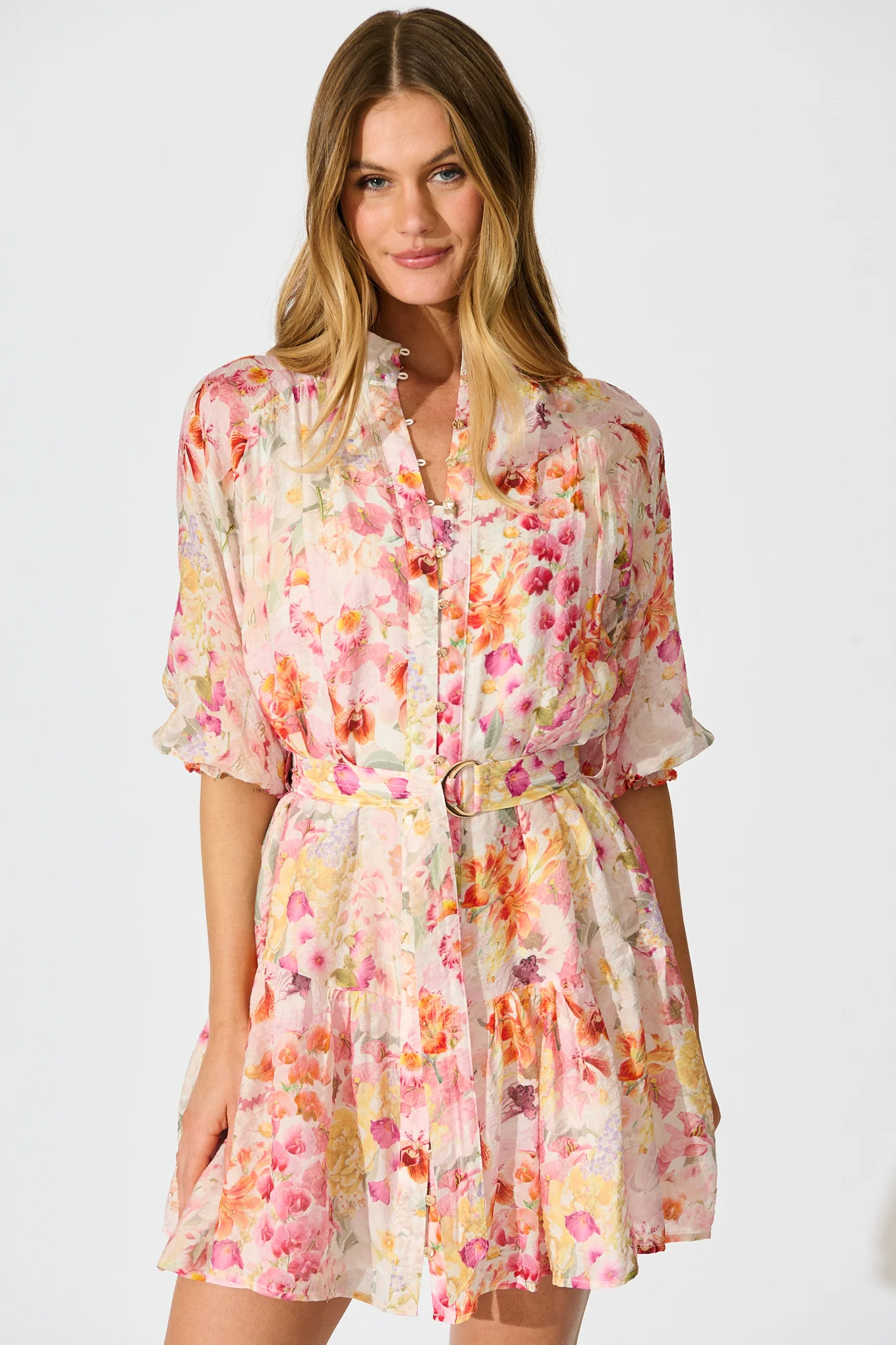 Blush Botanica Dress in White with Multi Blush Floral - Image 2