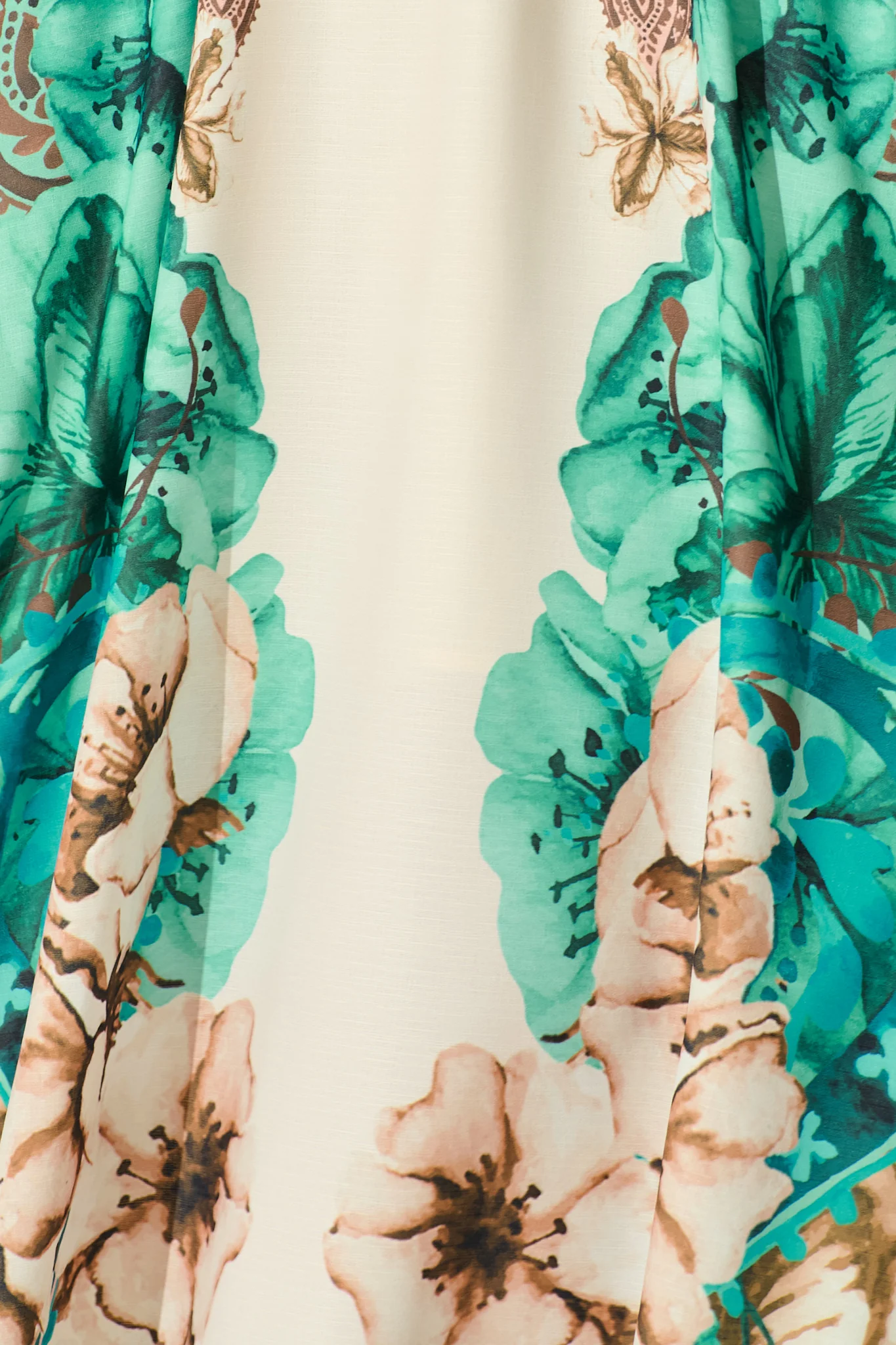 Boheme Breeze Skirt in Cream with Jade Print Linen Blend - Image 8