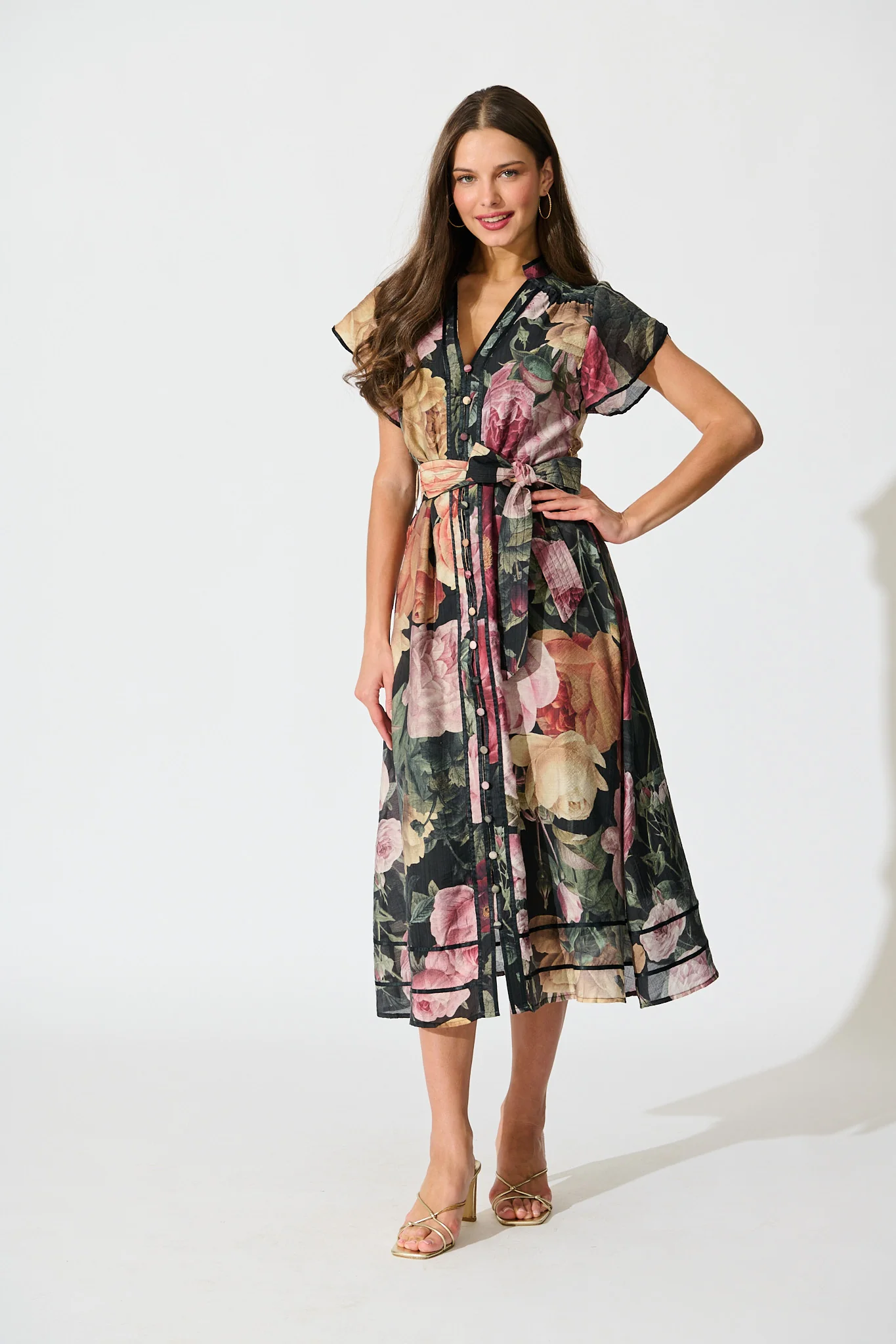 Boheme Garden Midi Dress in Dark Multi Floral
