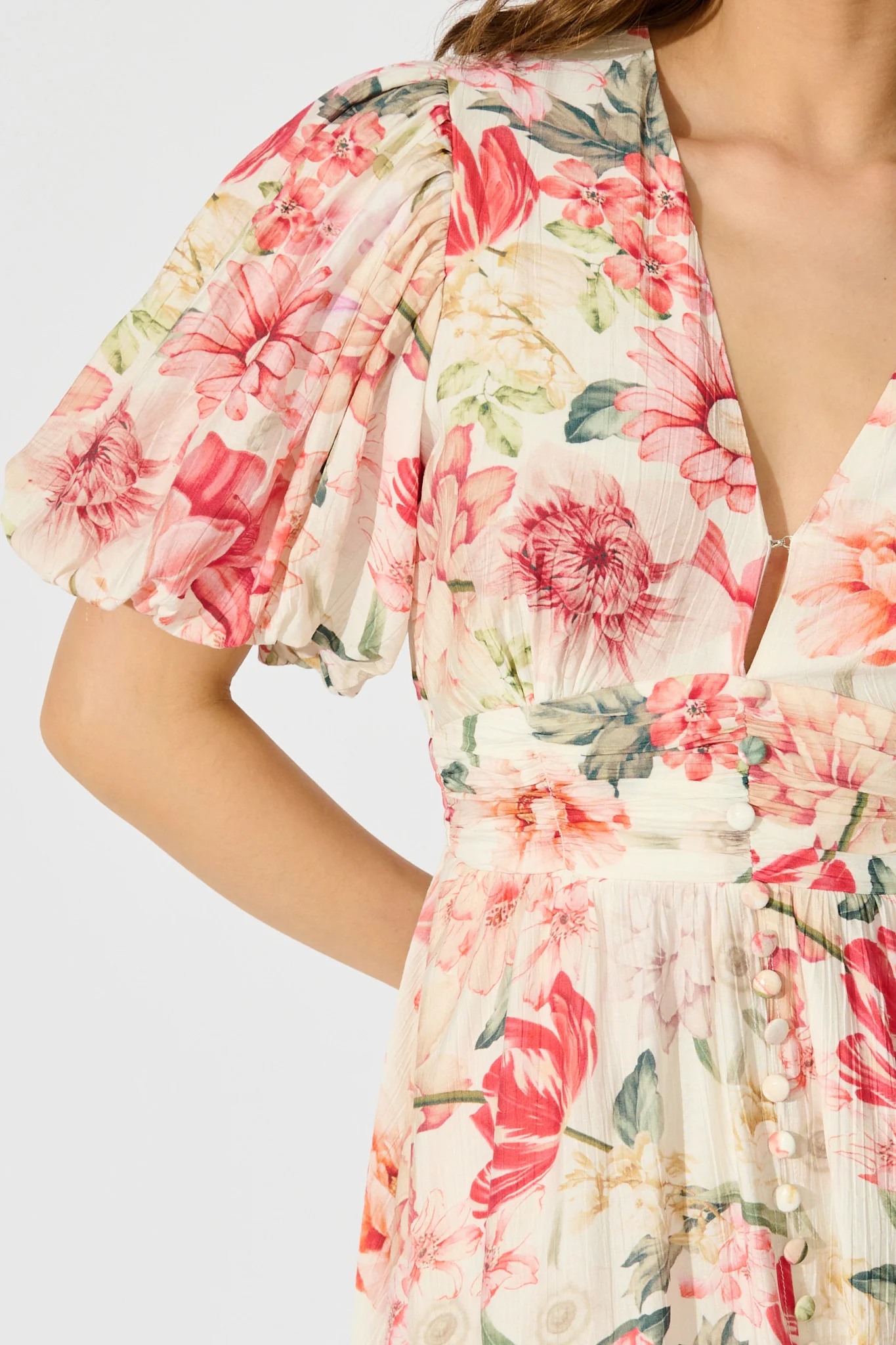Botanical Romance Maxi Dress in Cream with Multi Floral - Image 5