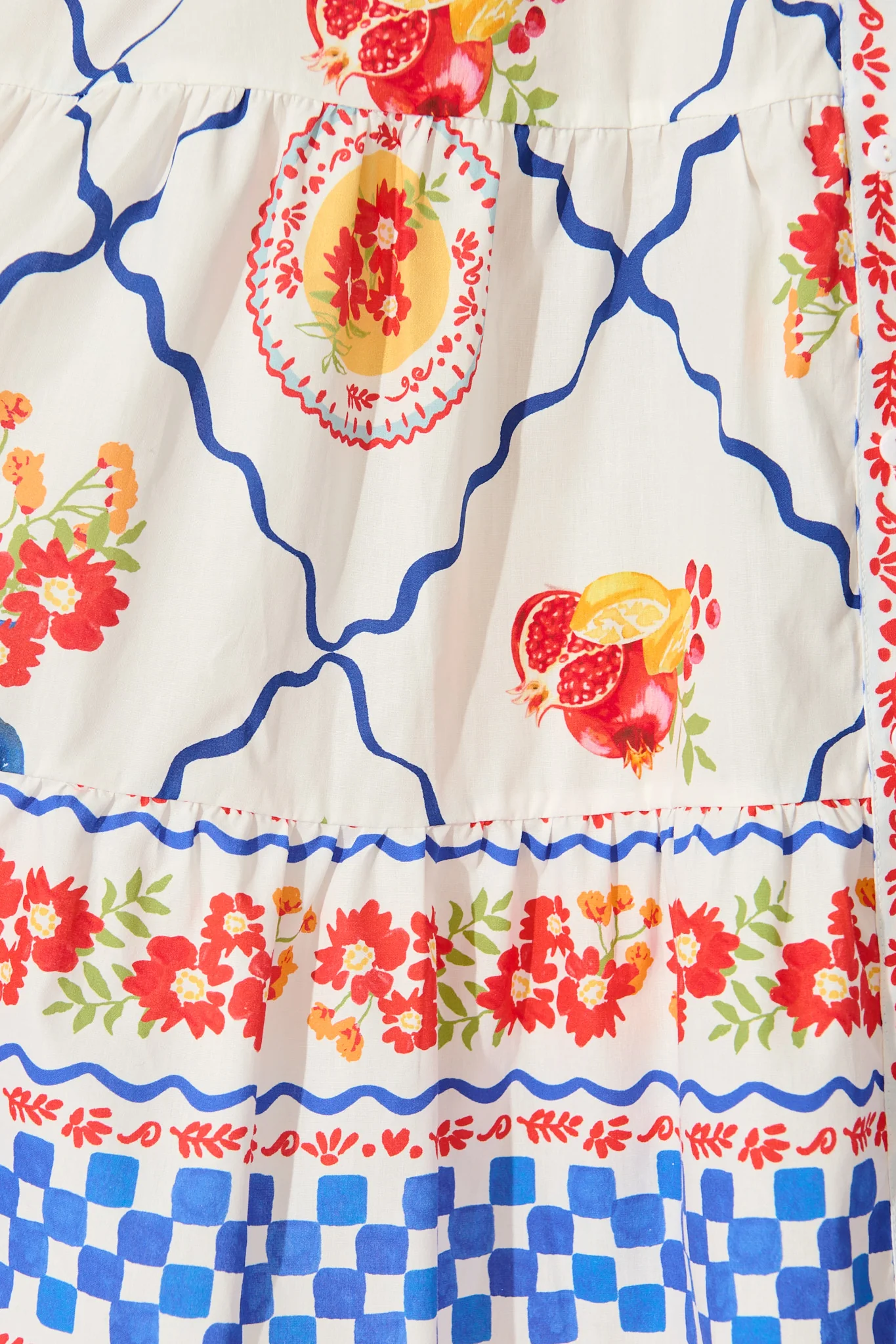 Briene Smock Dress in White Multi Tile Cotton - Image 6