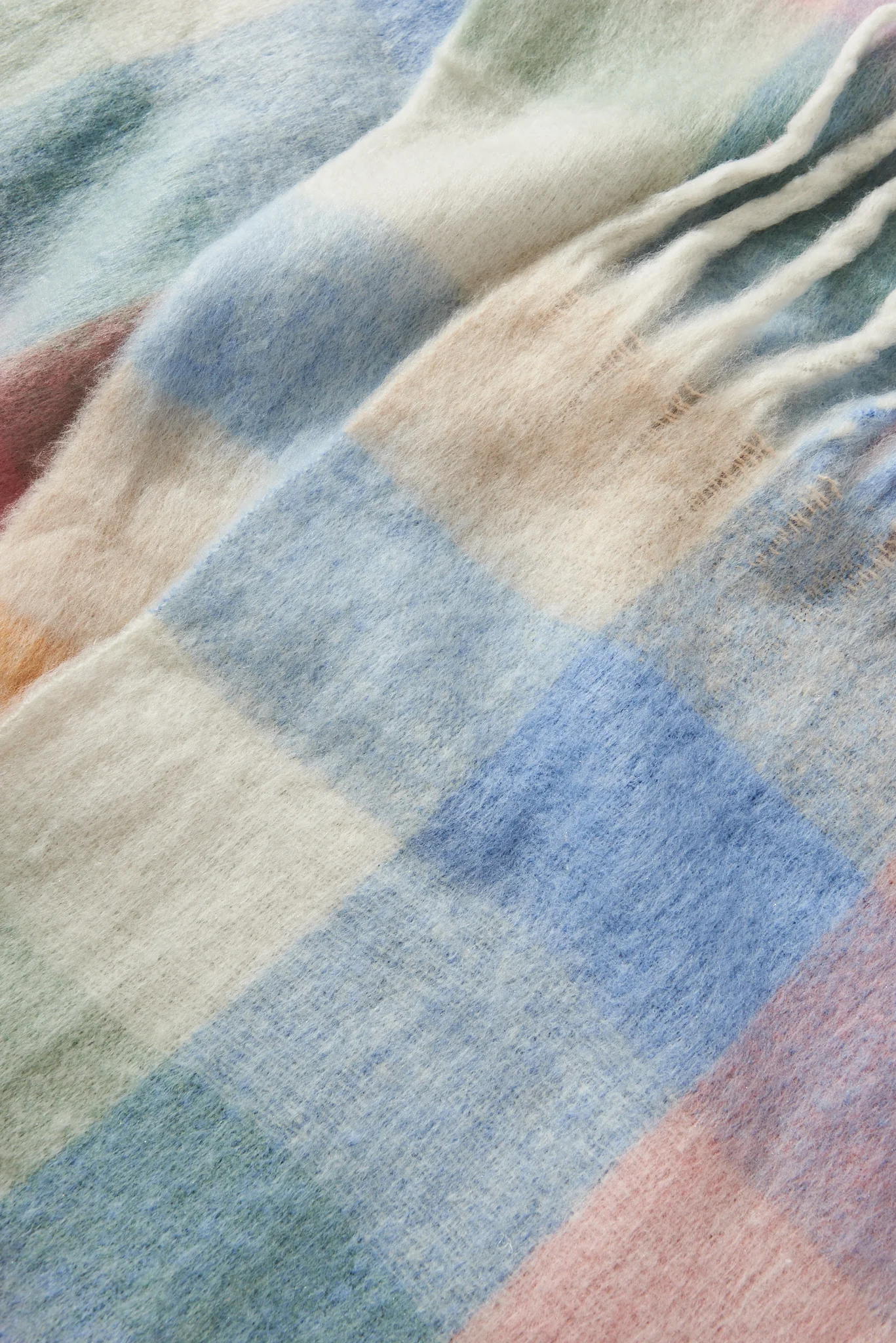 Brooklyn Oversized Knit Scarf In Multi Pastel With Pink And Blue Check - Image 5