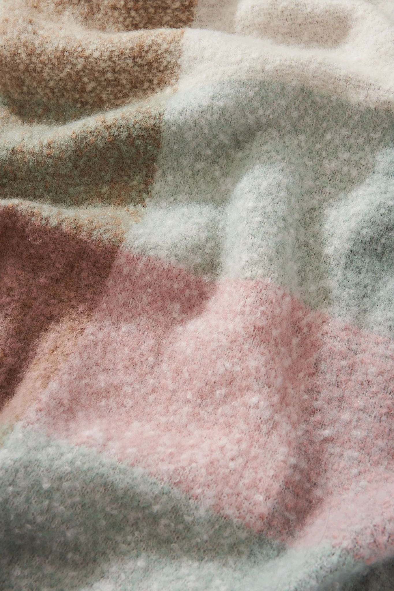 Brooklyn Oversized Knit Scarf In Multi Pastel Check - Image 4