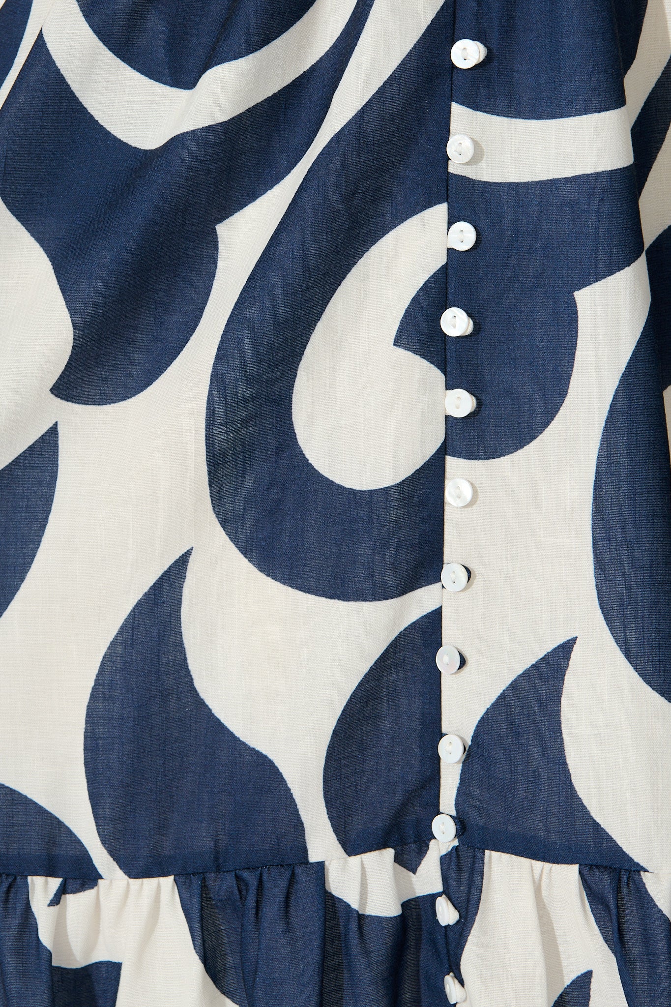 Calandra Midi Dress in Navy Swirl Linen Blend - Image 6