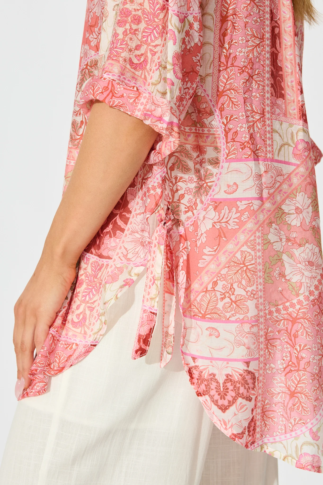 Calantha Shirt in Pink Patchwork Floral - Image 5