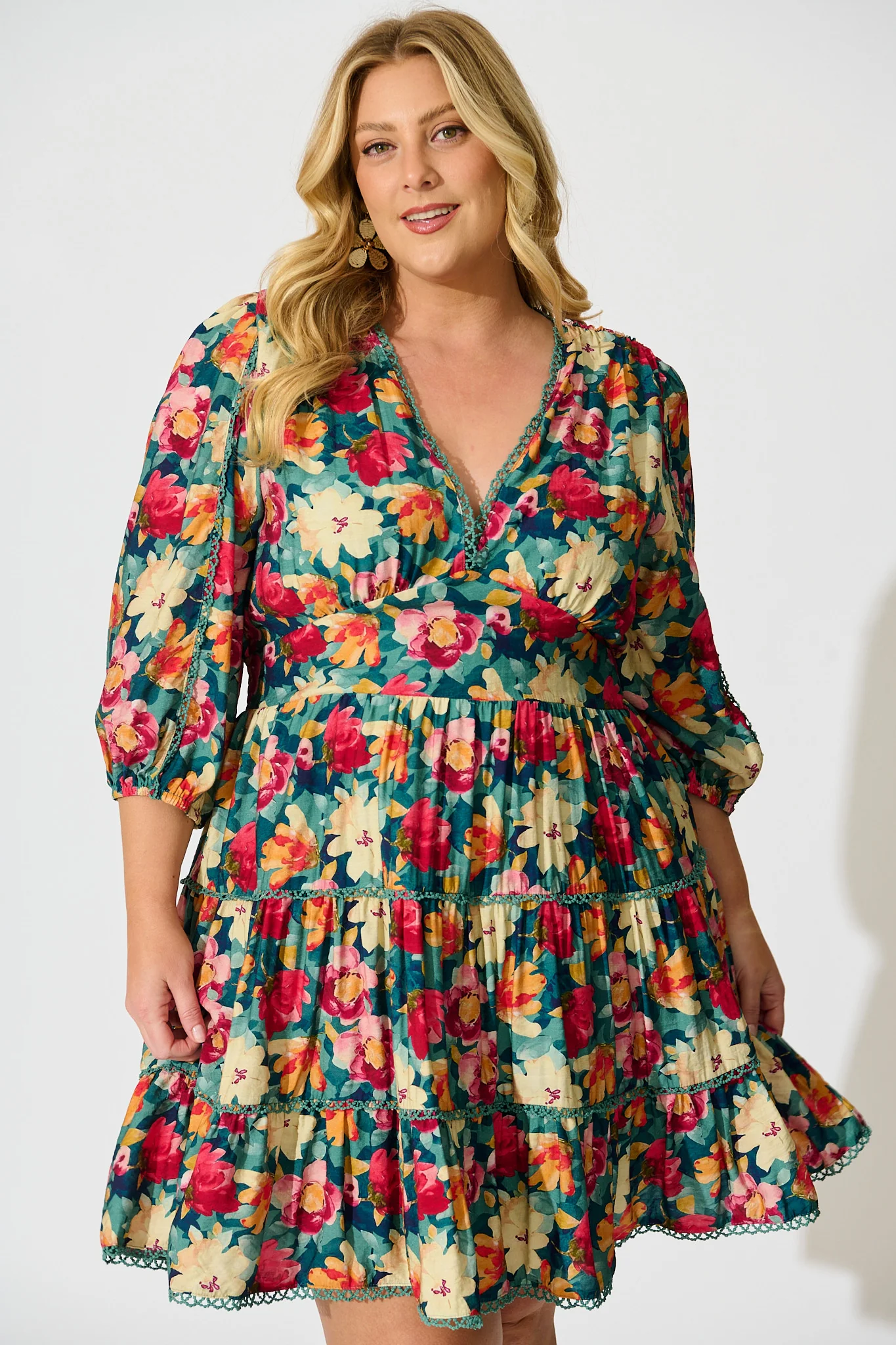 Camelia Dress in Jade Floral Print - Image 6