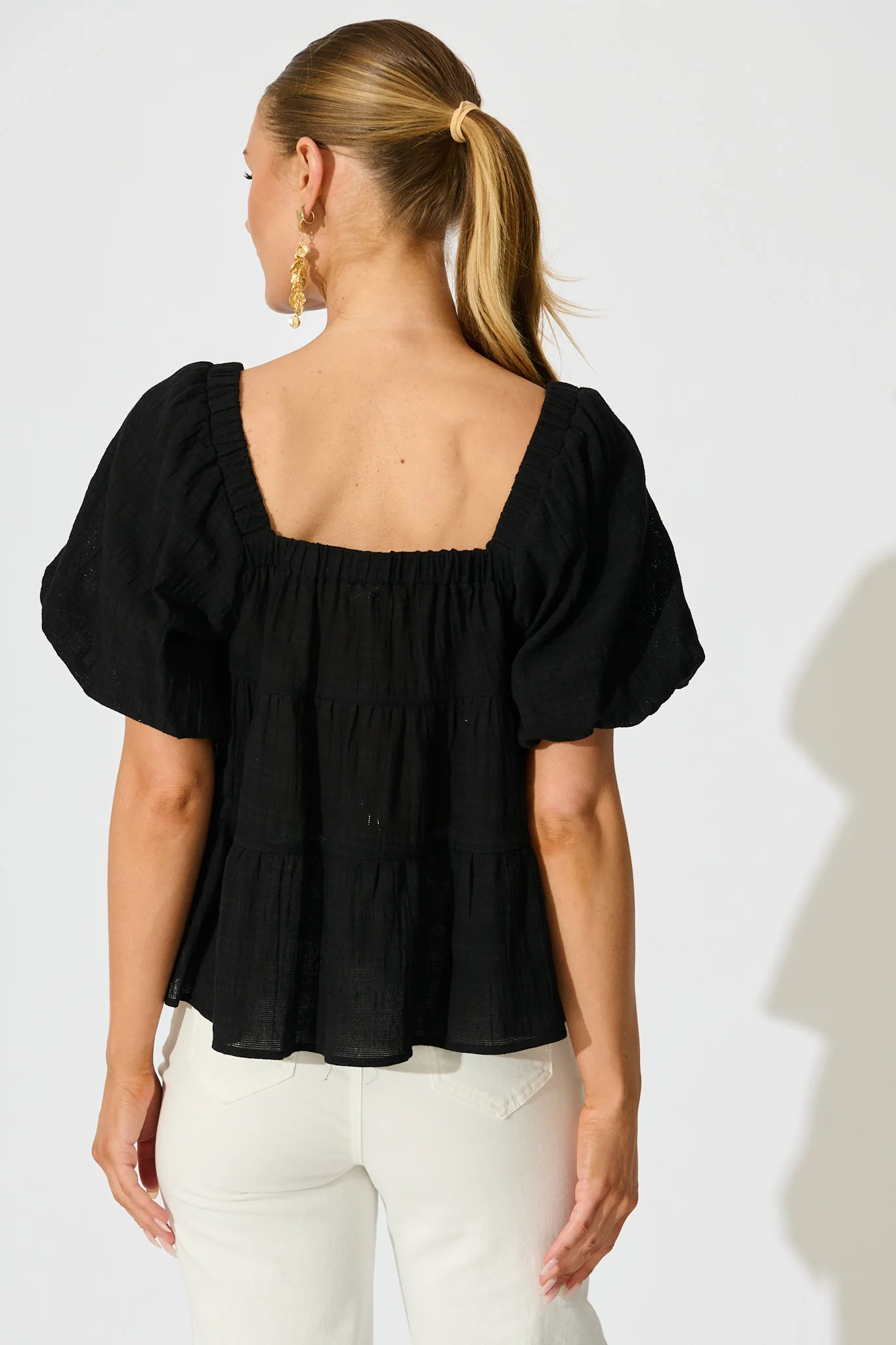 Carlene Top in Black Cotton - Image 4
