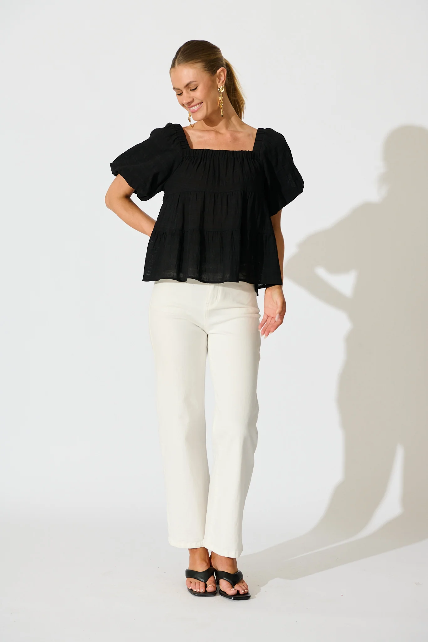 Carlene Top in Black Cotton - Image 5