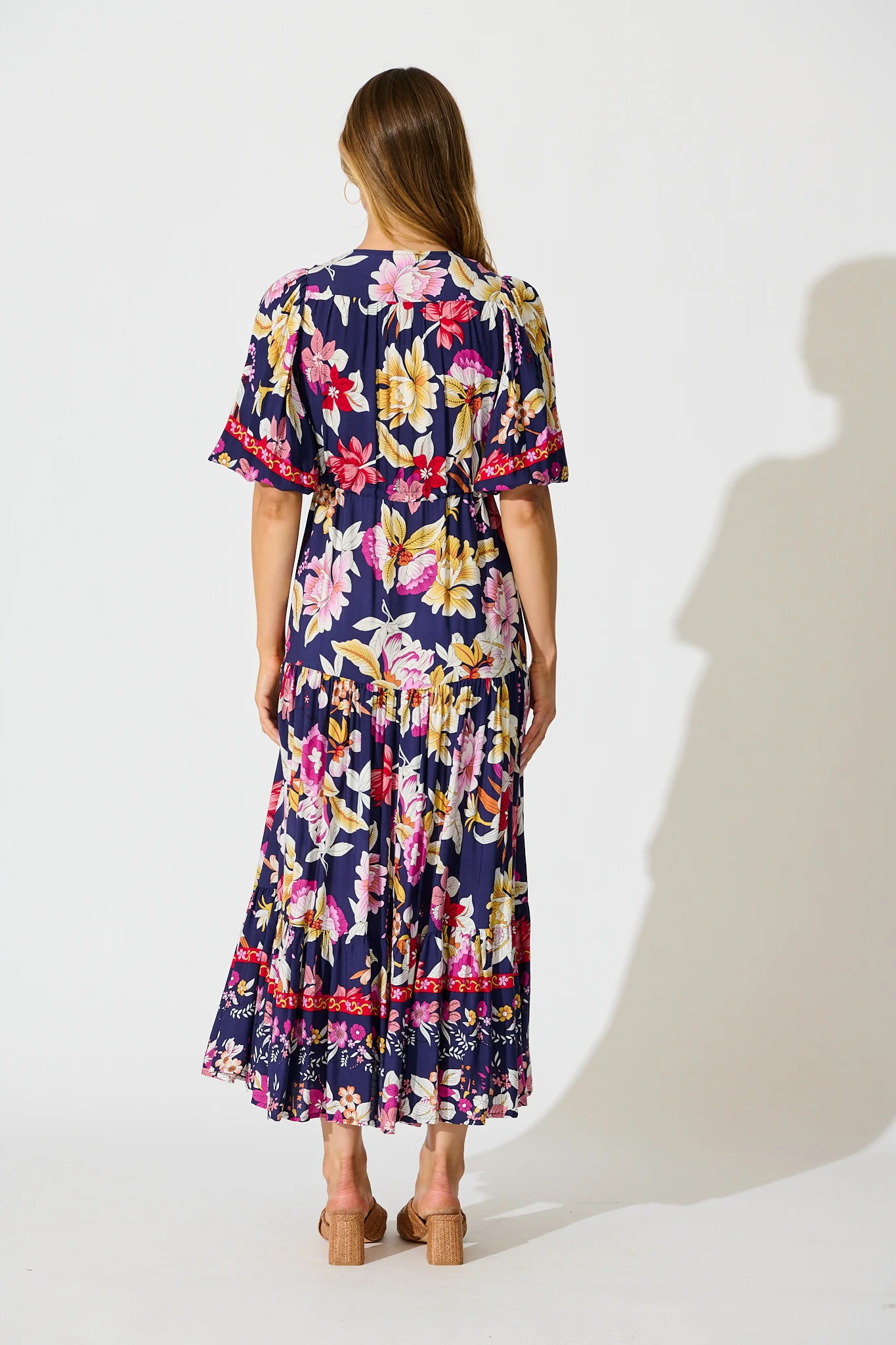 Carwen Maxi Dress in Navy with Pink Floral - Image 4