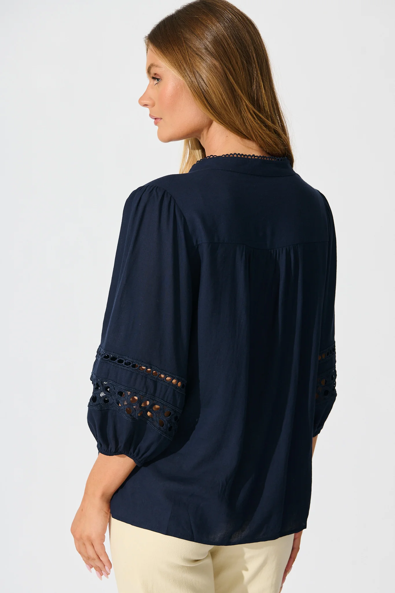 Cascades Top in Navy Linen Blend - Image 2