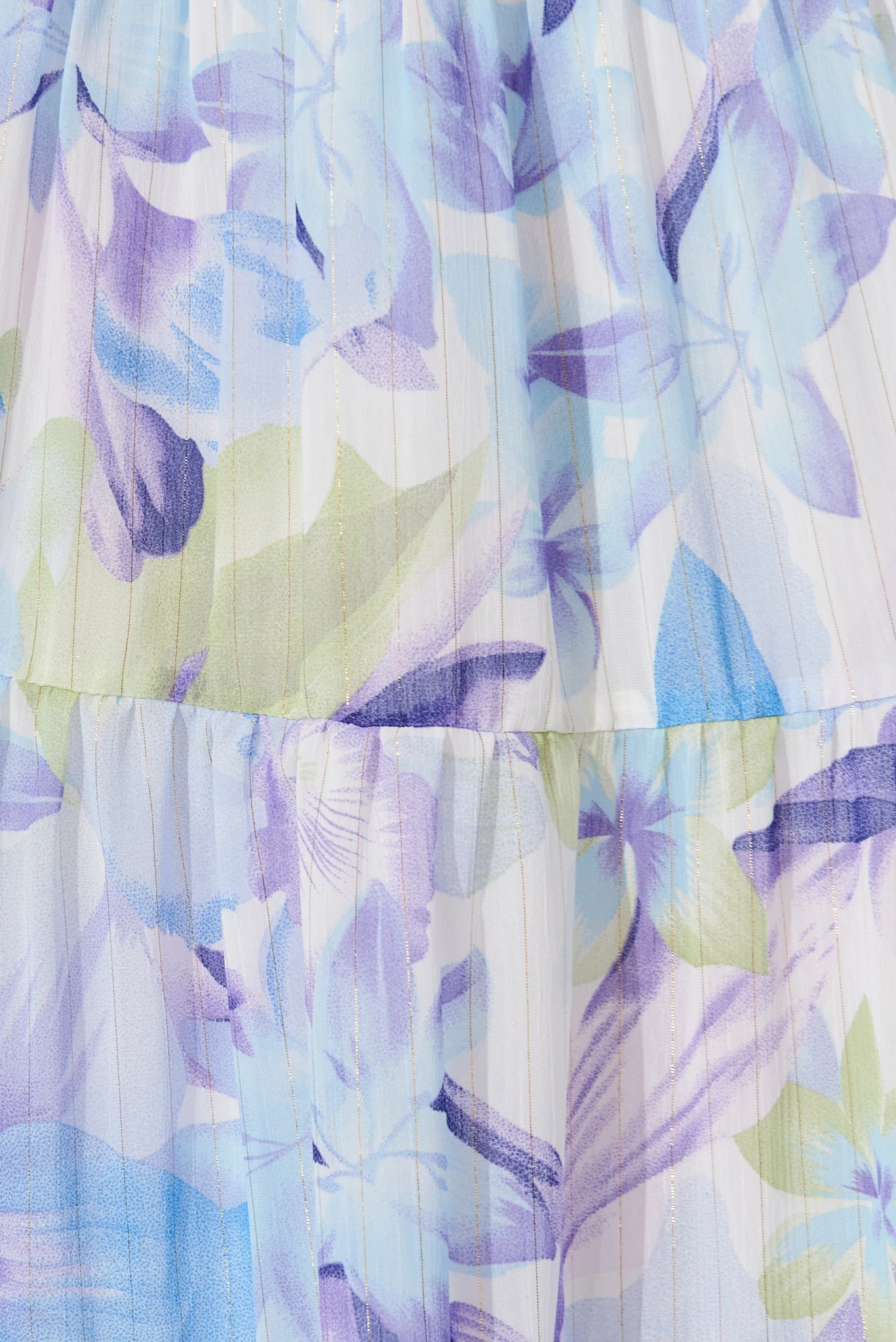Celine Midi Dress In Blue With Green Watercolour Floral Print - Image 7
