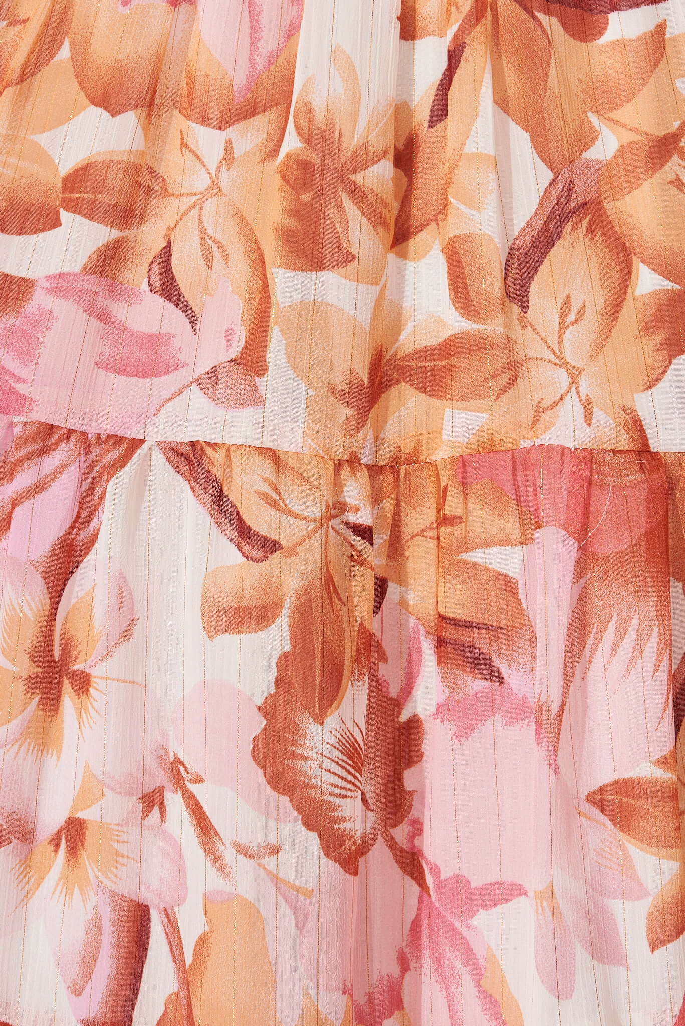 Celine Midi Dress in Pink Floral Lurex Chiffon - Image 8