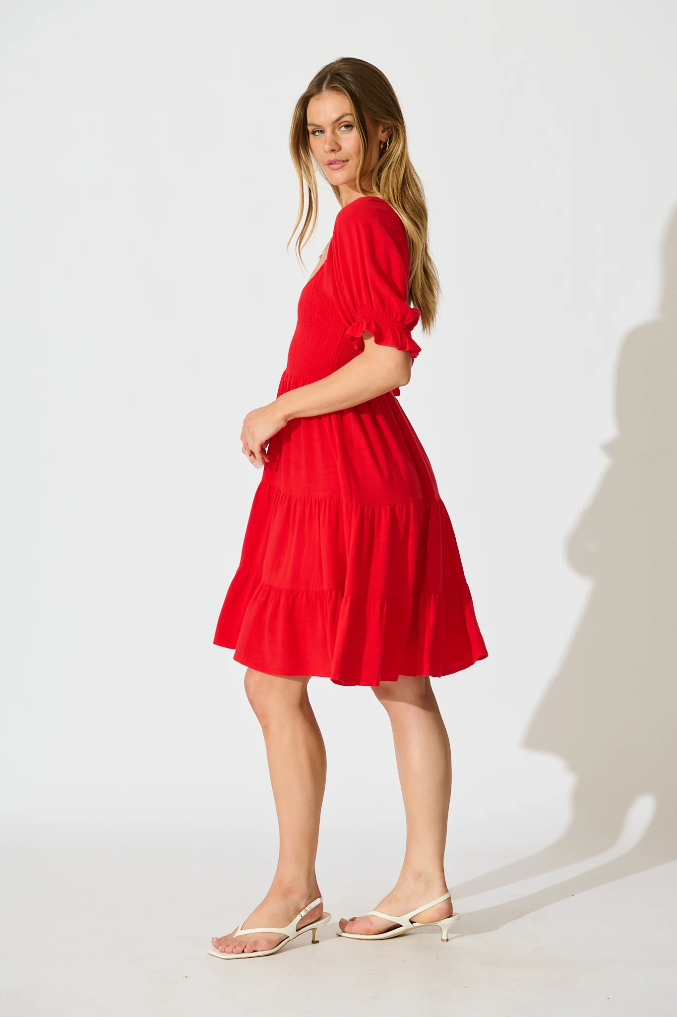 Cella Dress in Red Linen Blend - Image 4