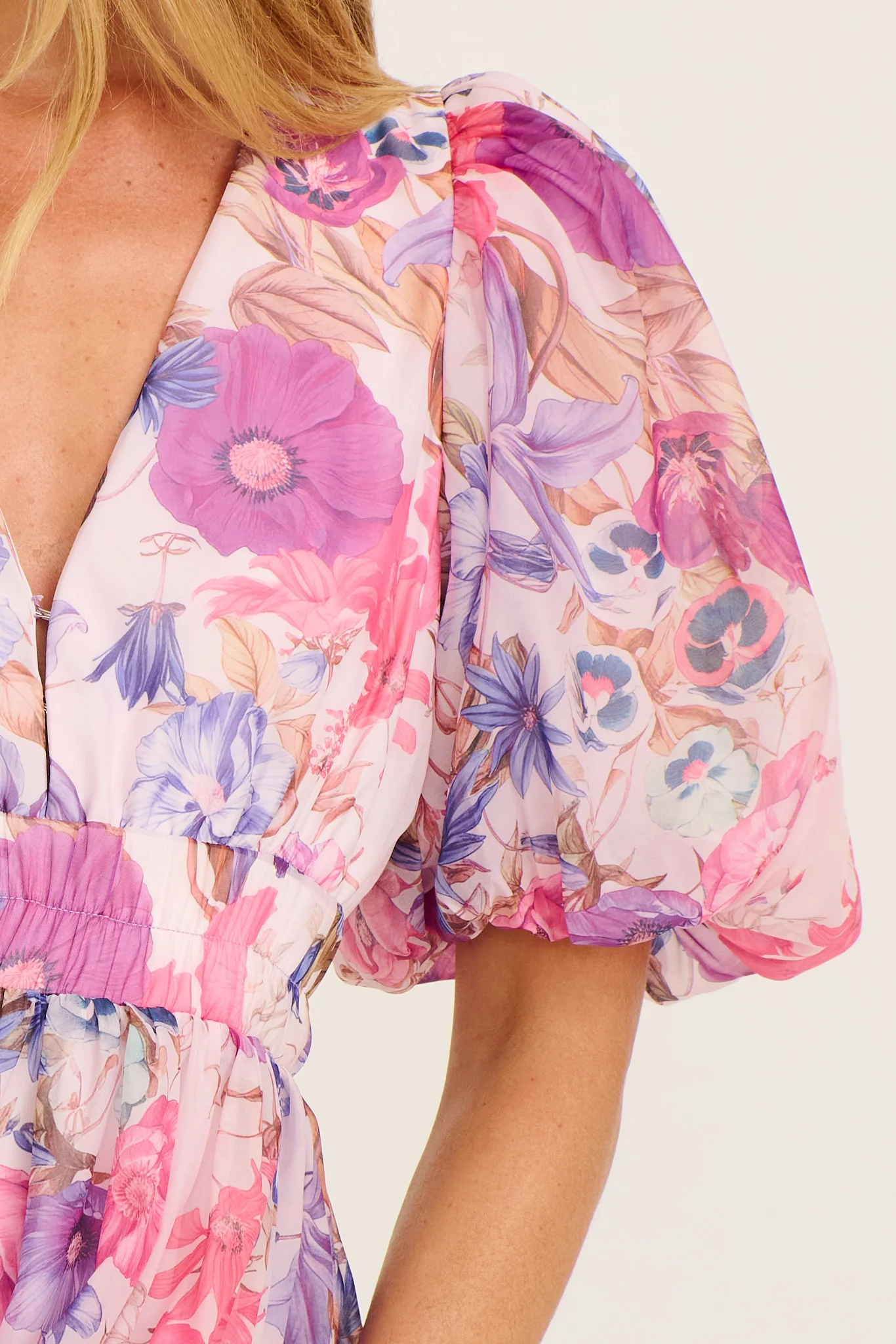 Champagne Nights Dress in Purple Floral Organza - Image 5