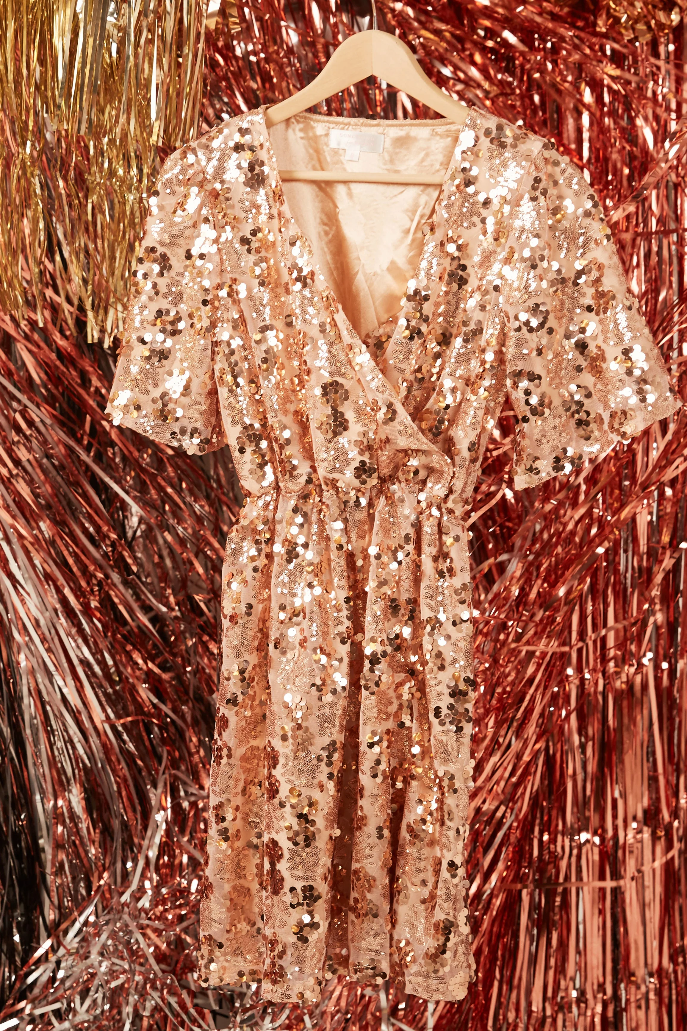 Chandelier Sequin Dress in Rose Gold - Image 4