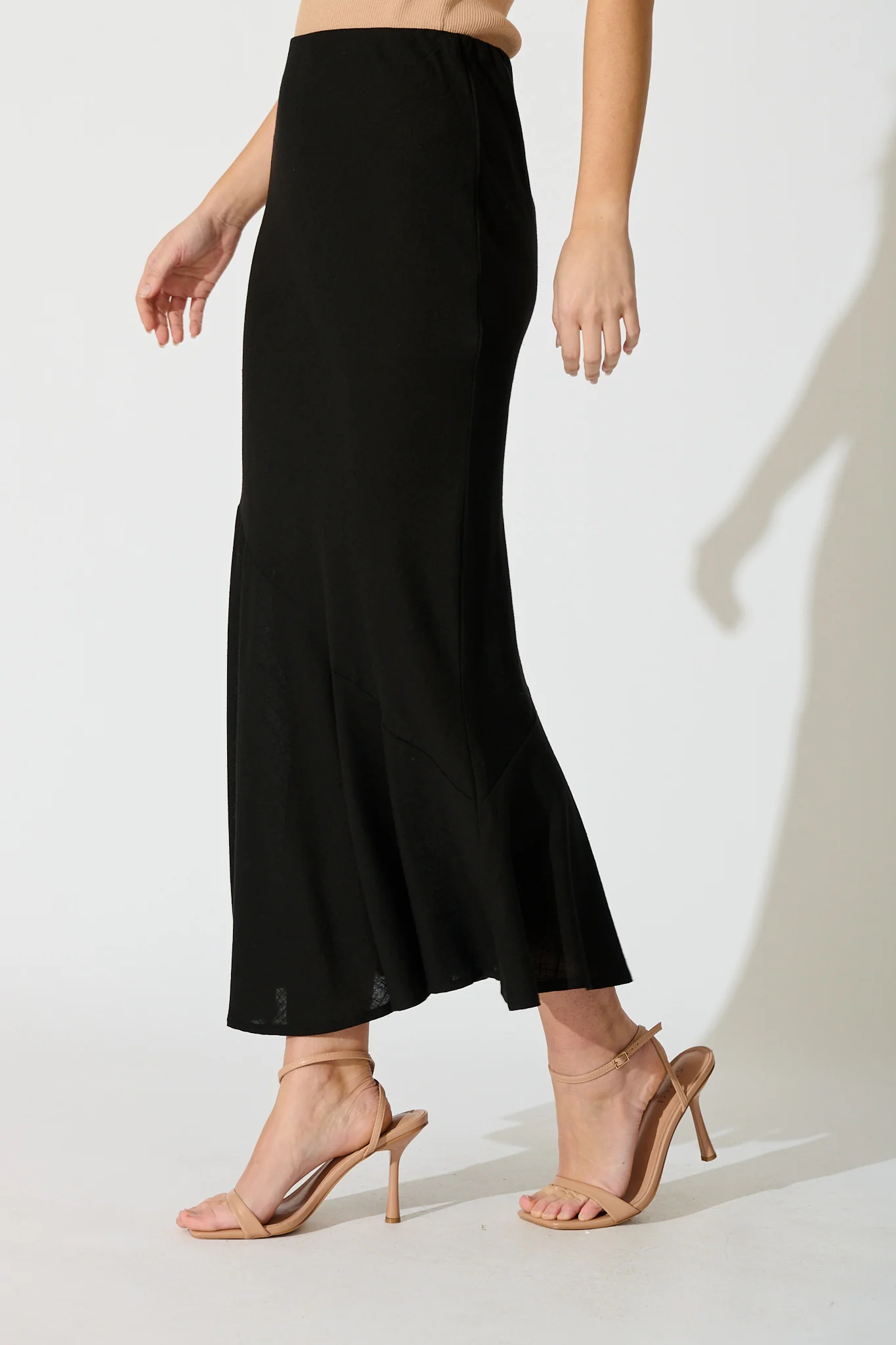 Charlee Maxi Skirt in Black Linen Blend - Image 2