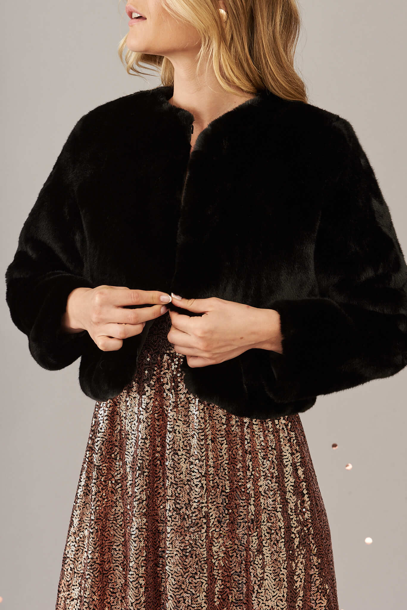 Cher Faux Fur Jacket In Black - Image 12