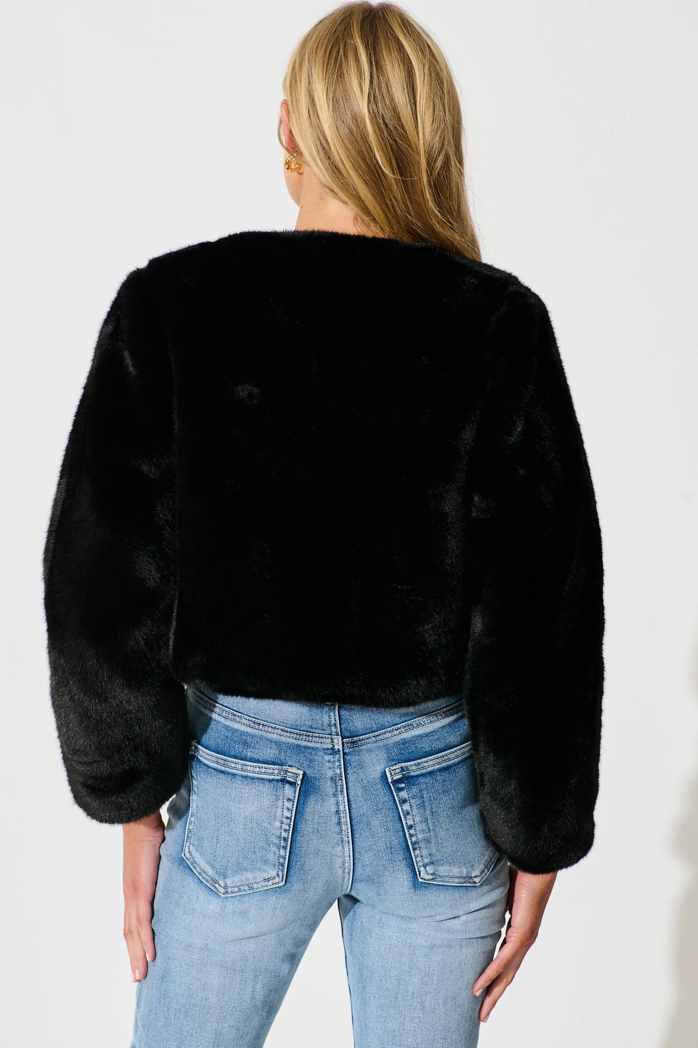 Cher Faux Fur Jacket In Black - Image 7