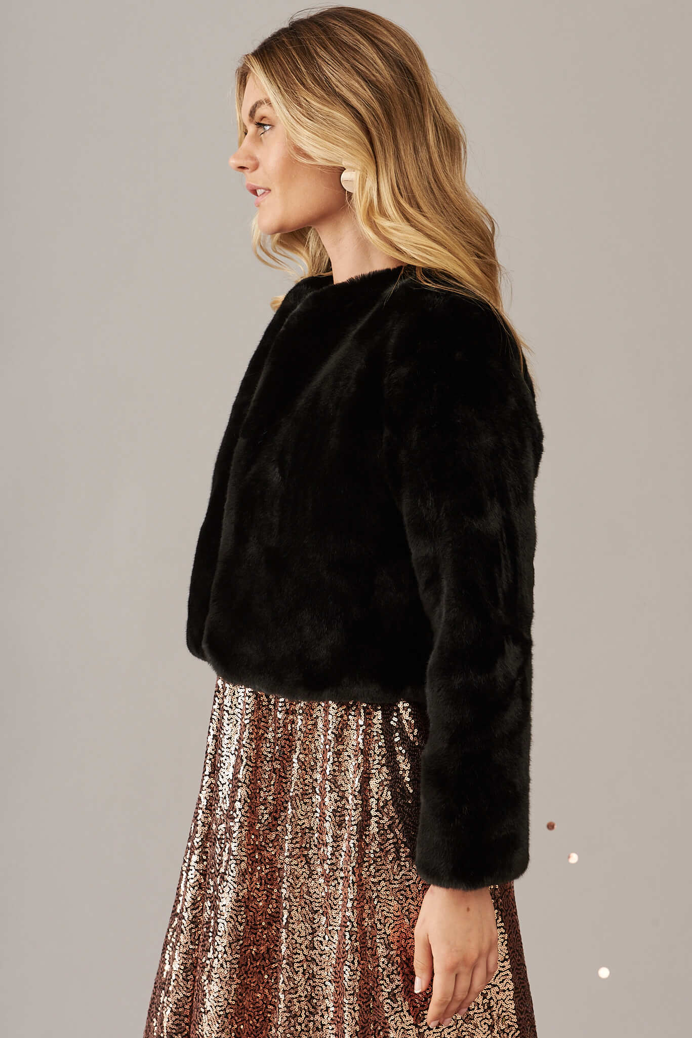Cher Faux Fur Jacket In Black - Image 9