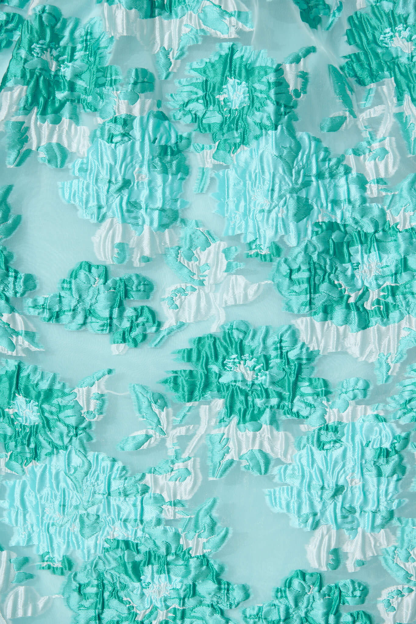 Cherish Midi Dress in Aqua Floral Organza Jacquard - Image 6