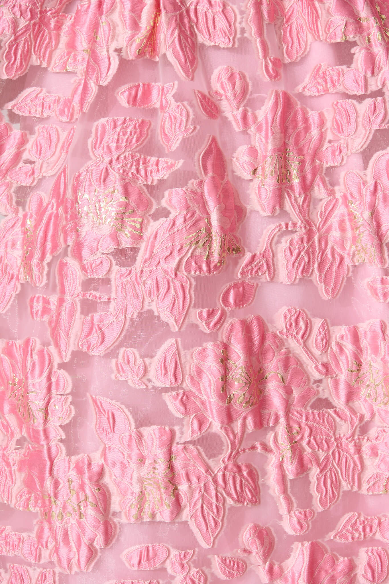 Cherish Midi Dress in Pink Floral Organza Jacquard - Image 6