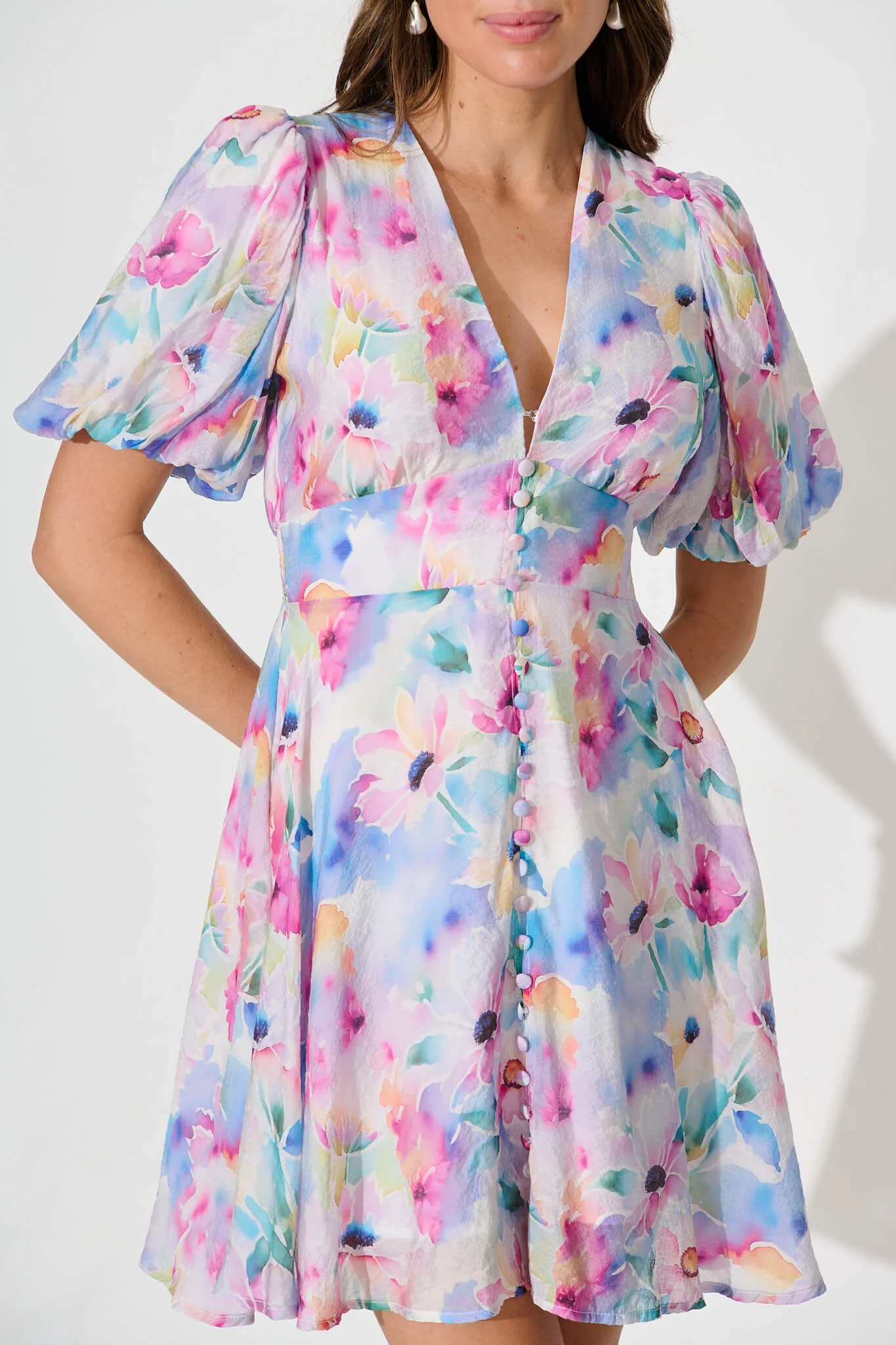 Clarissa Dress In Pastel Watercolour Floral - Image 12