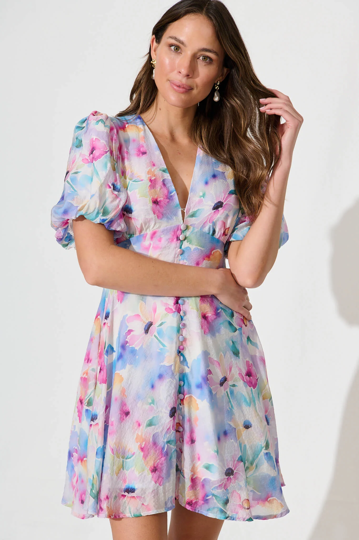 Clarissa Dress In Pastel Watercolour Floral - Image 9