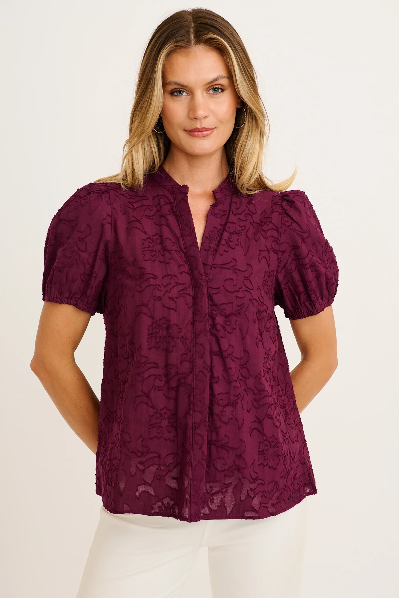 Classic Times Top in Plum Cotton
