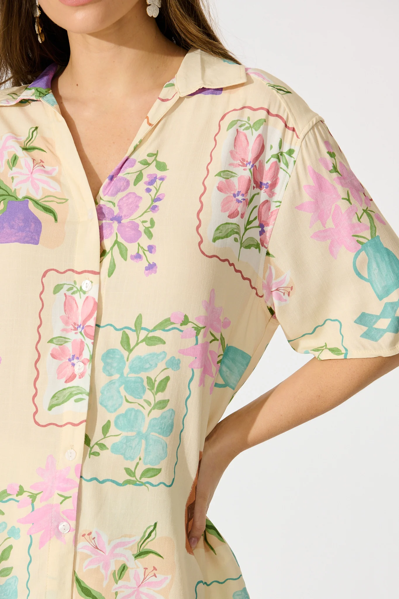 Clementine Garden Shirt in Multi Conversational Print - Image 8