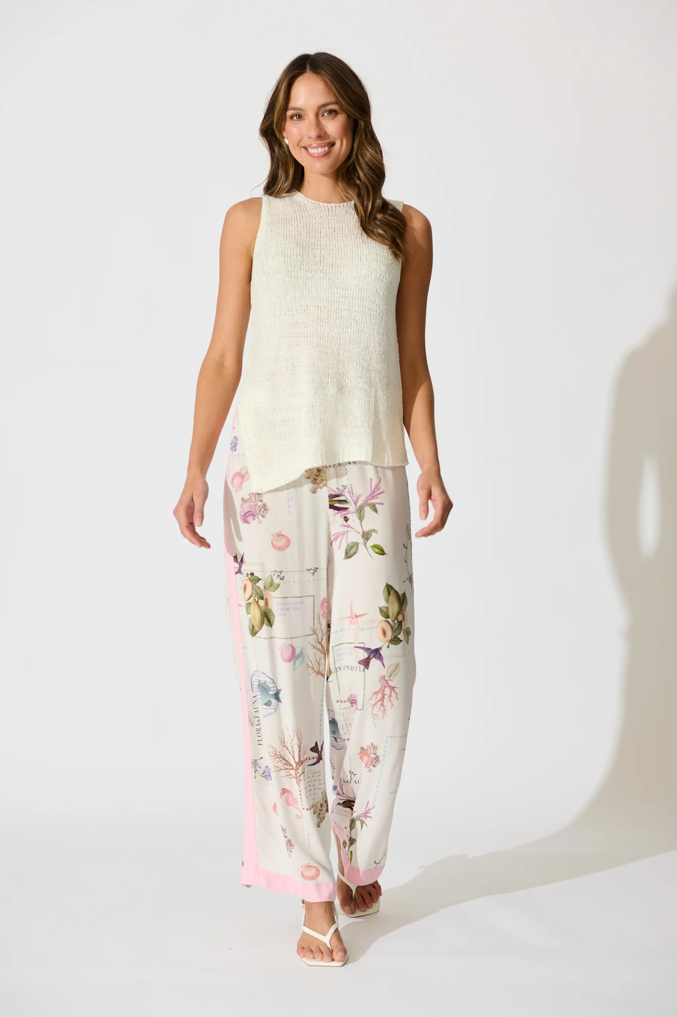 Coastal Charm Pant in White with Multi Shell - Image 4