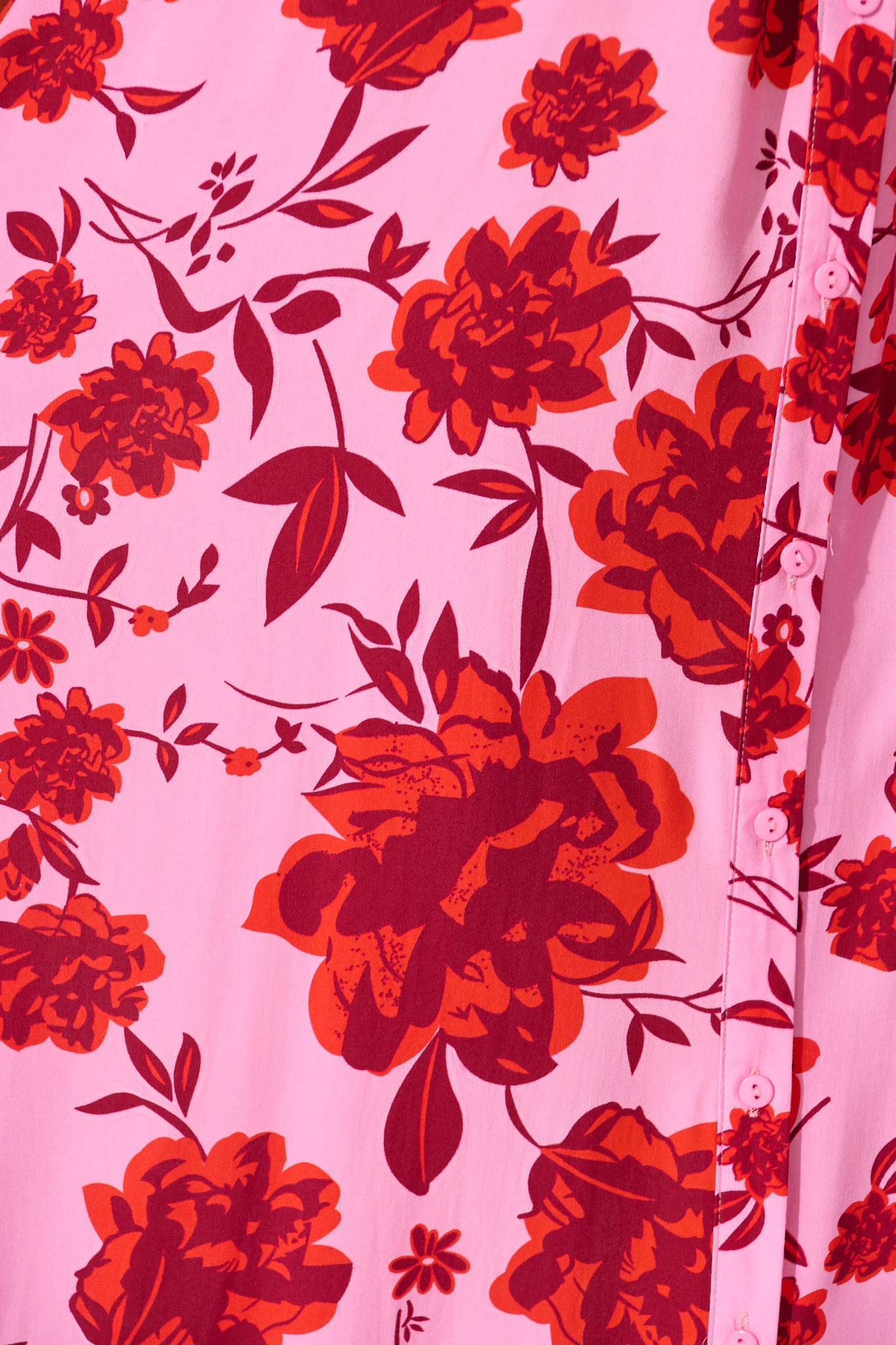 Coco Maxi Shirt Dress in Pink with Red Floral Print - Image 6