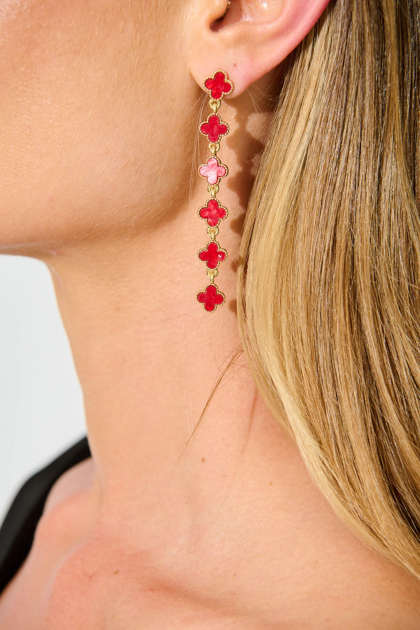 Colette Drop Earrings in Red Clover