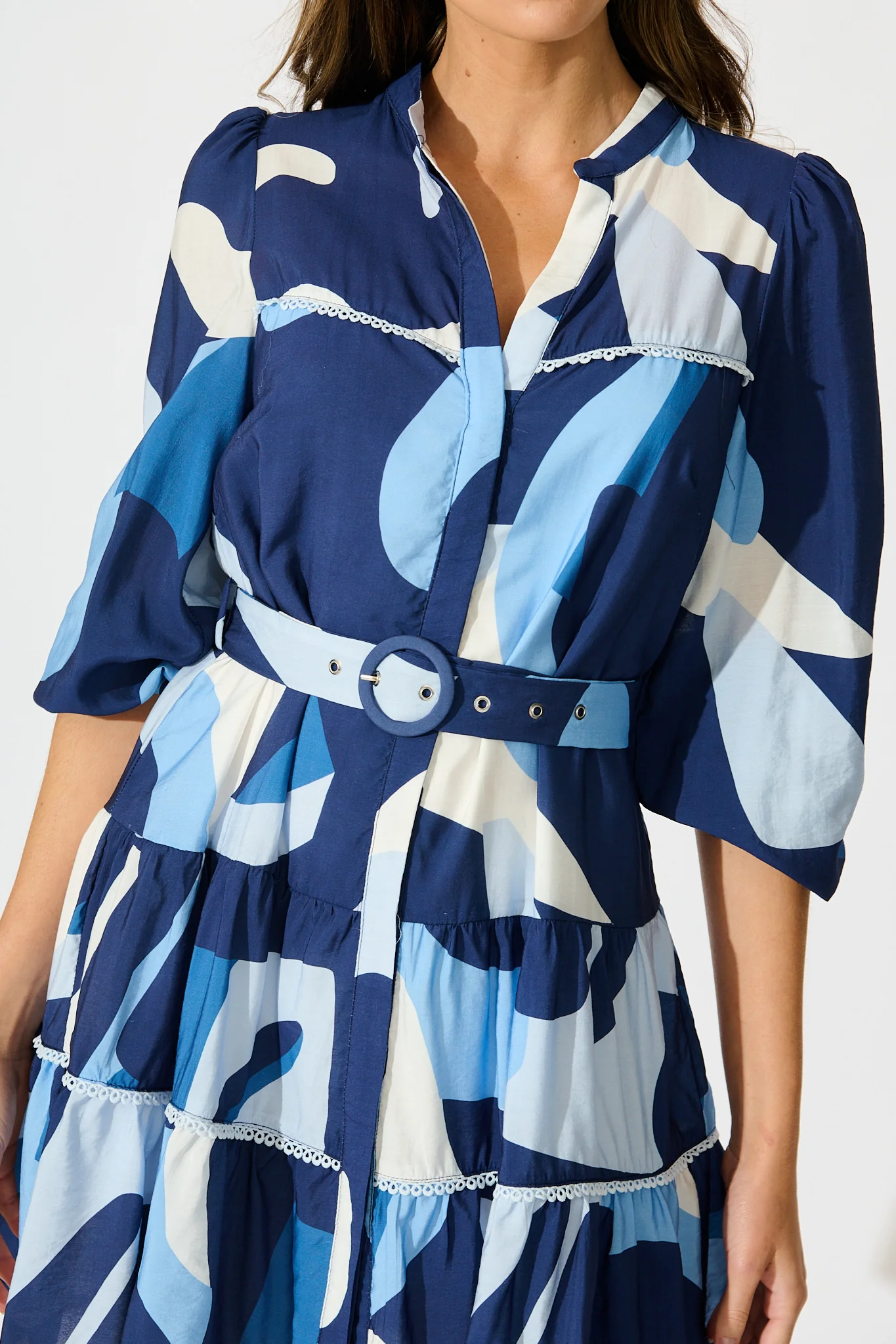 Colour Bound Dress in Navy with Blue Print - Image 5