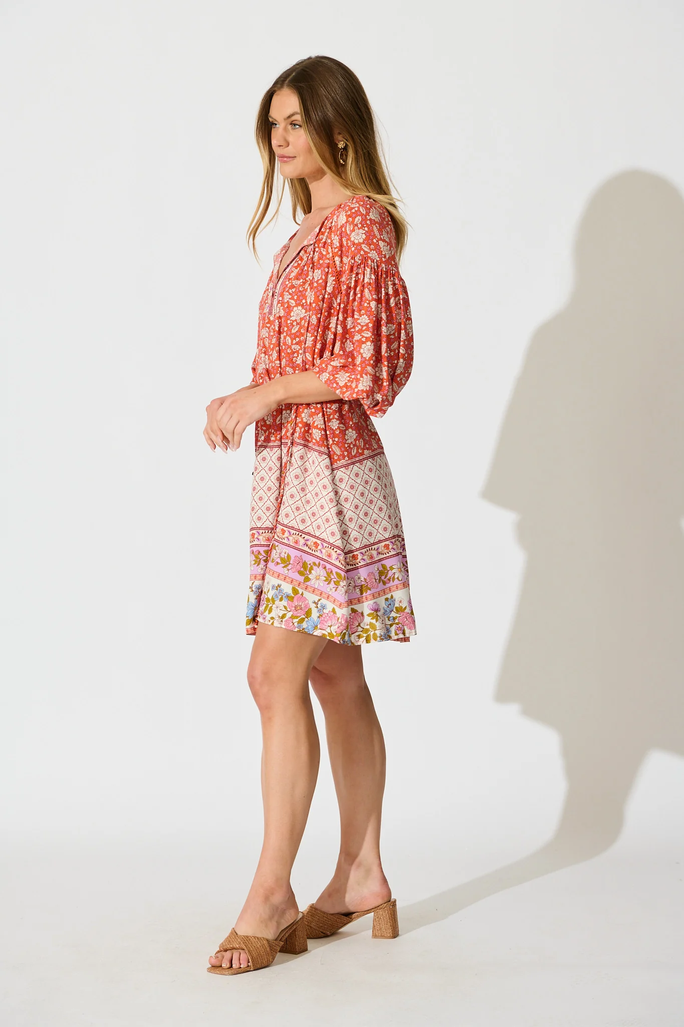 Conni Dress in Orange Boho Floral - Image 3