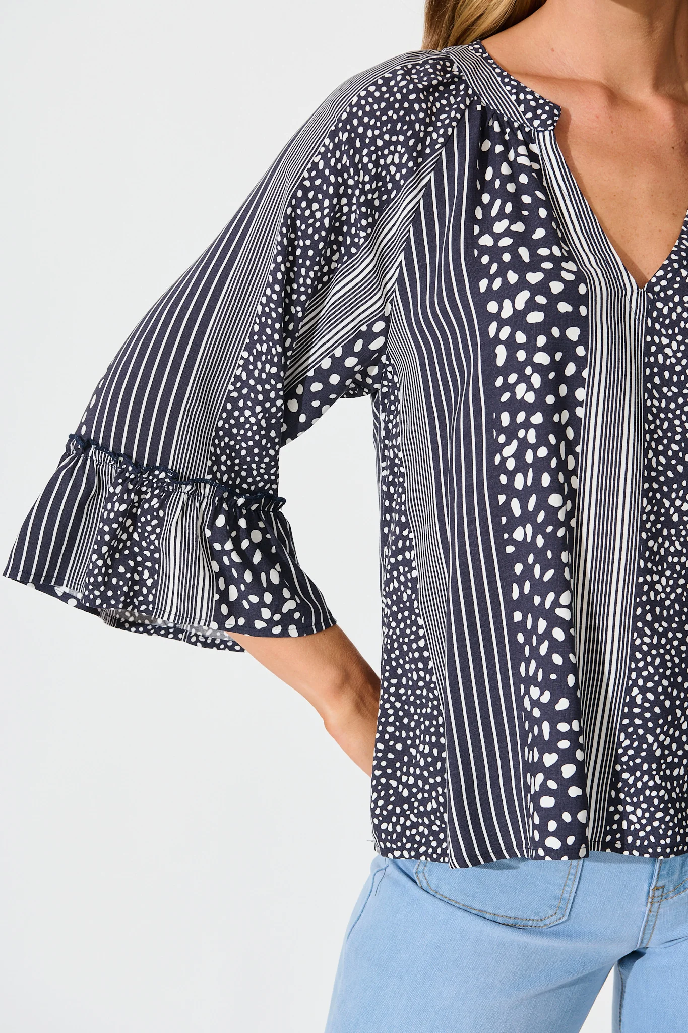 Costa Del Mar Top in Navy Spot and Stripe - Image 5