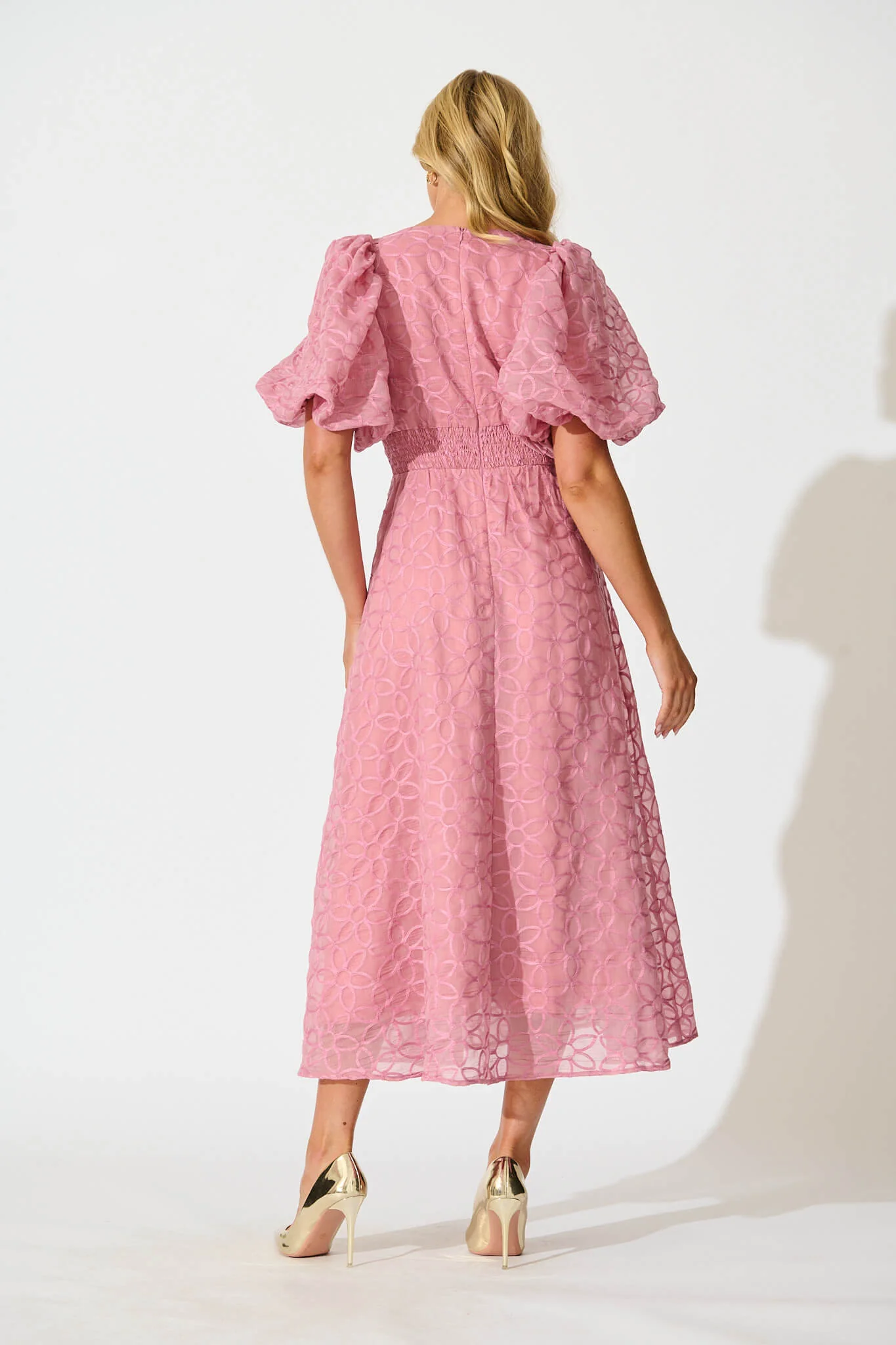 Countess Maxi Dress in Pink Embroidered Organza - Image 6