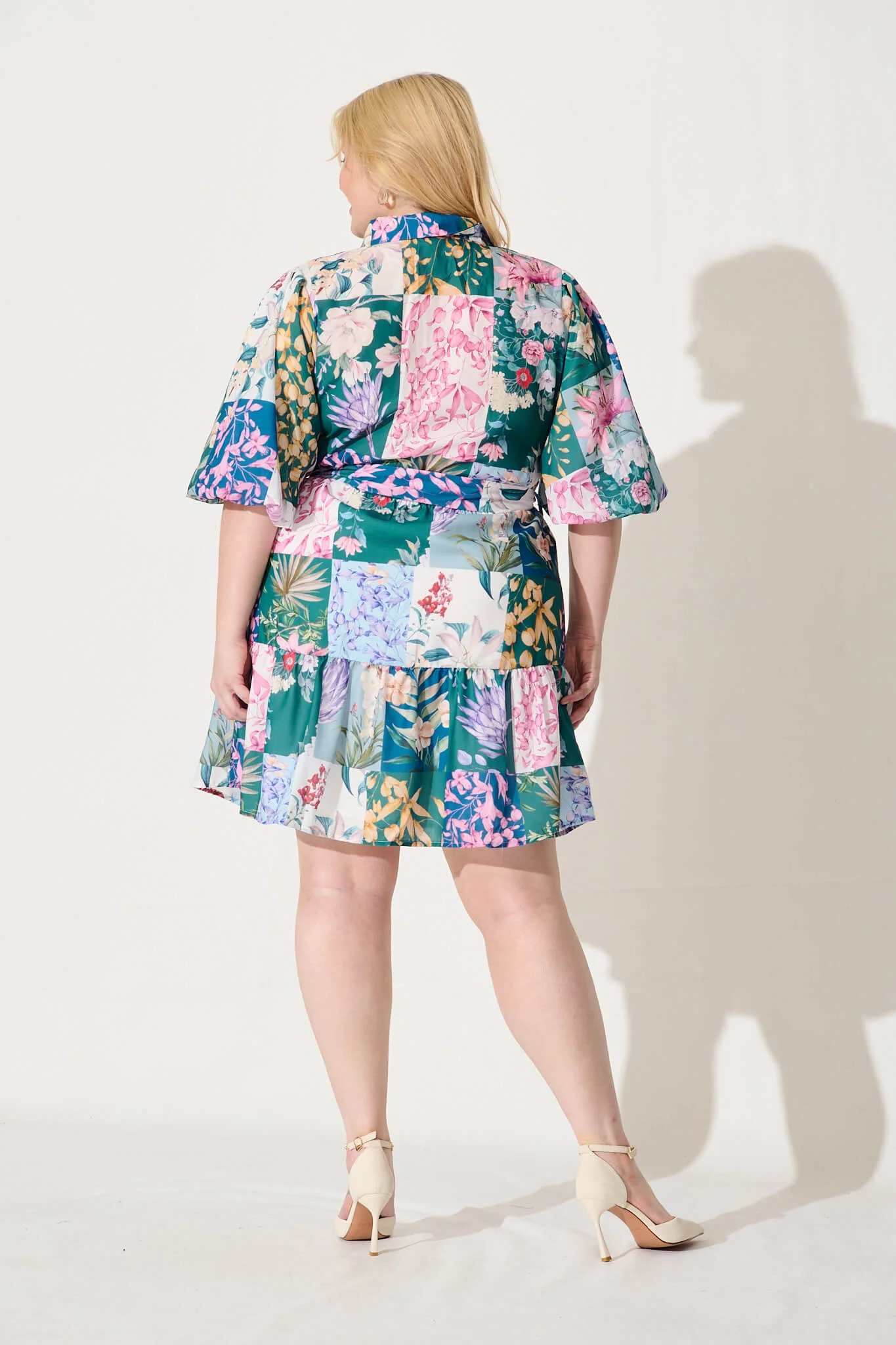 Courtney Shirt Dress In Dark Green Patch Floral - Image 9