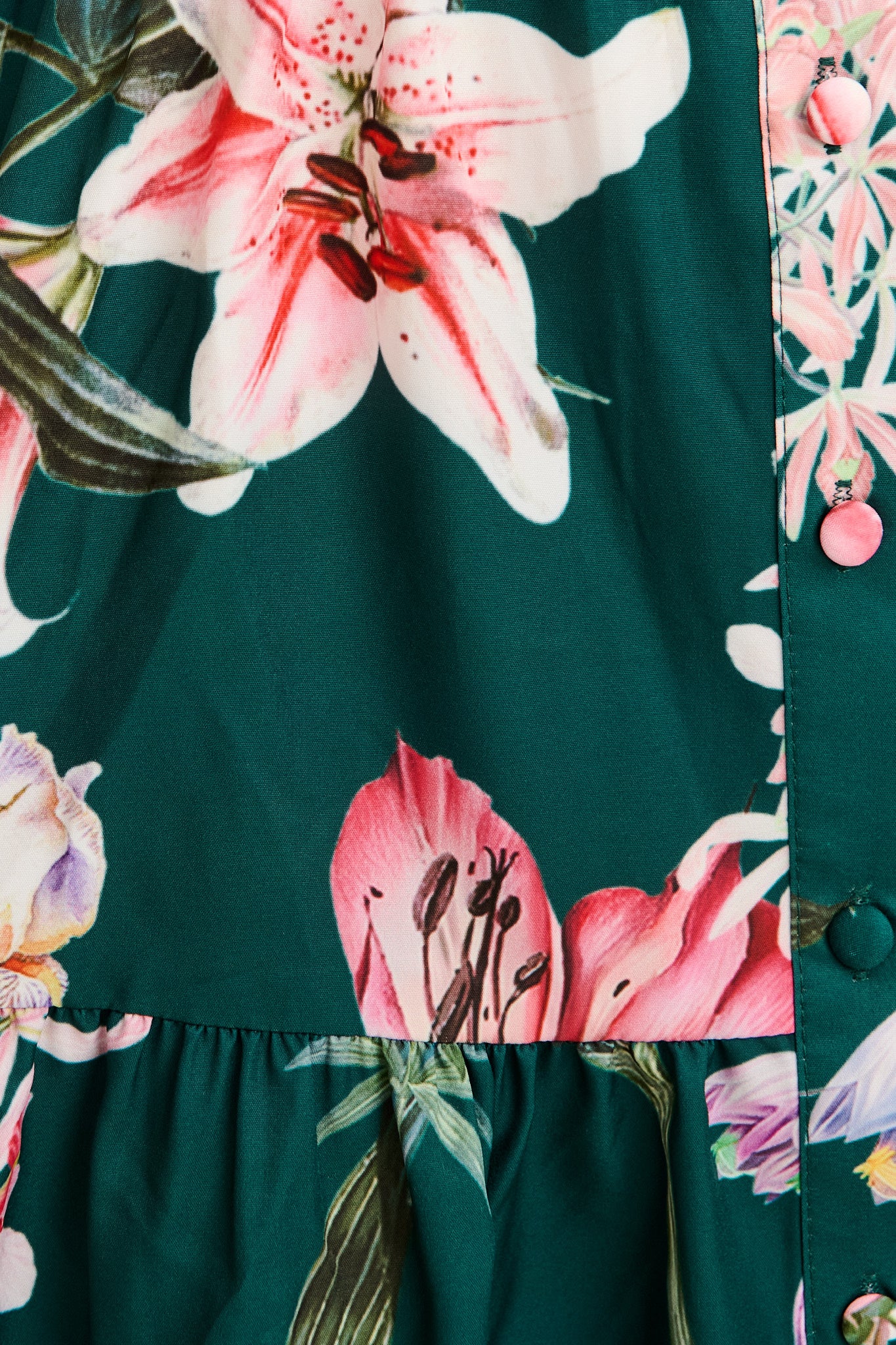 Courtney Shirt Dress in Green with Blush Floral - Image 6