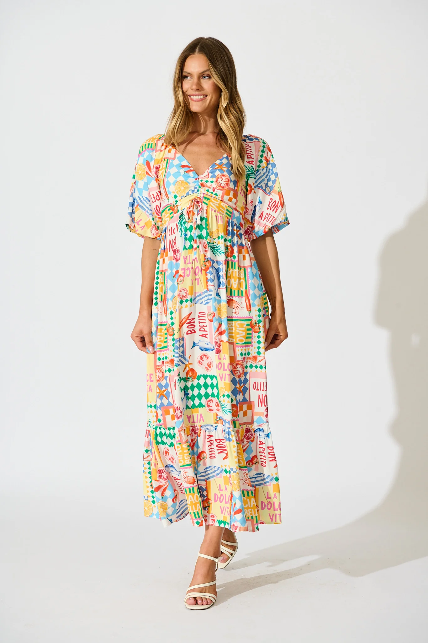 Coverdale Maxi Dress in White Multi Conversational Print - Image 3