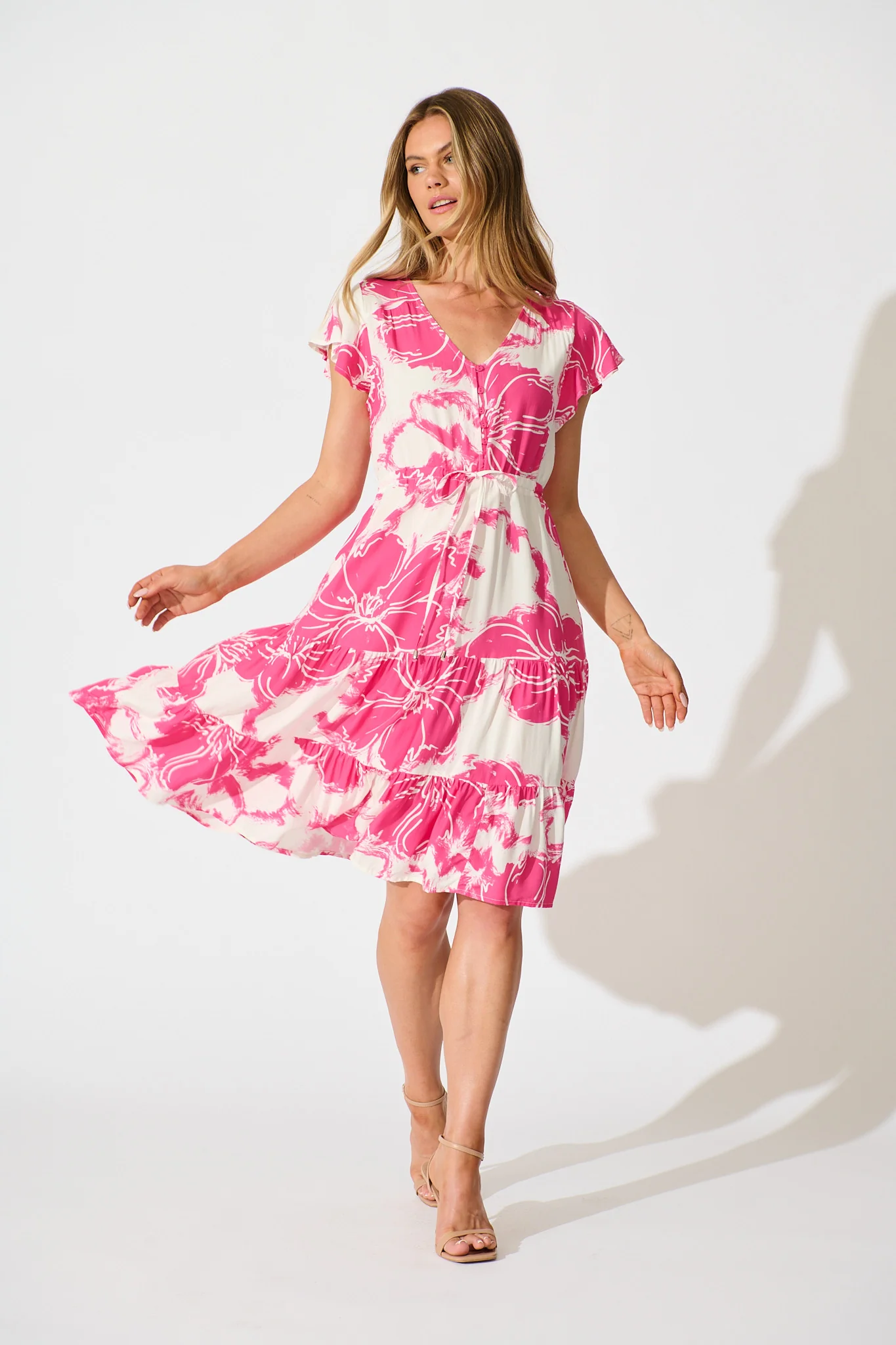 Covia Dress in Pink White Floral