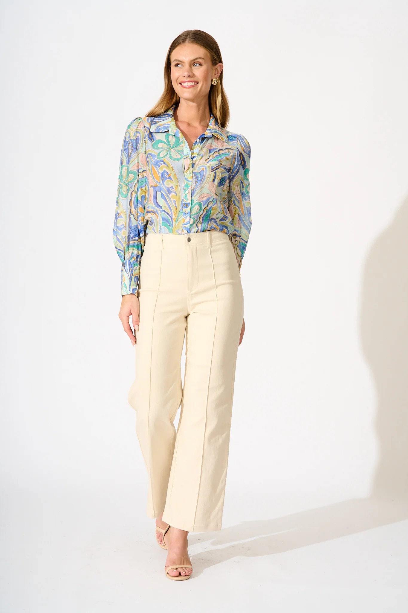 Dahlia Shirt in Blue Multi Print - Image 4