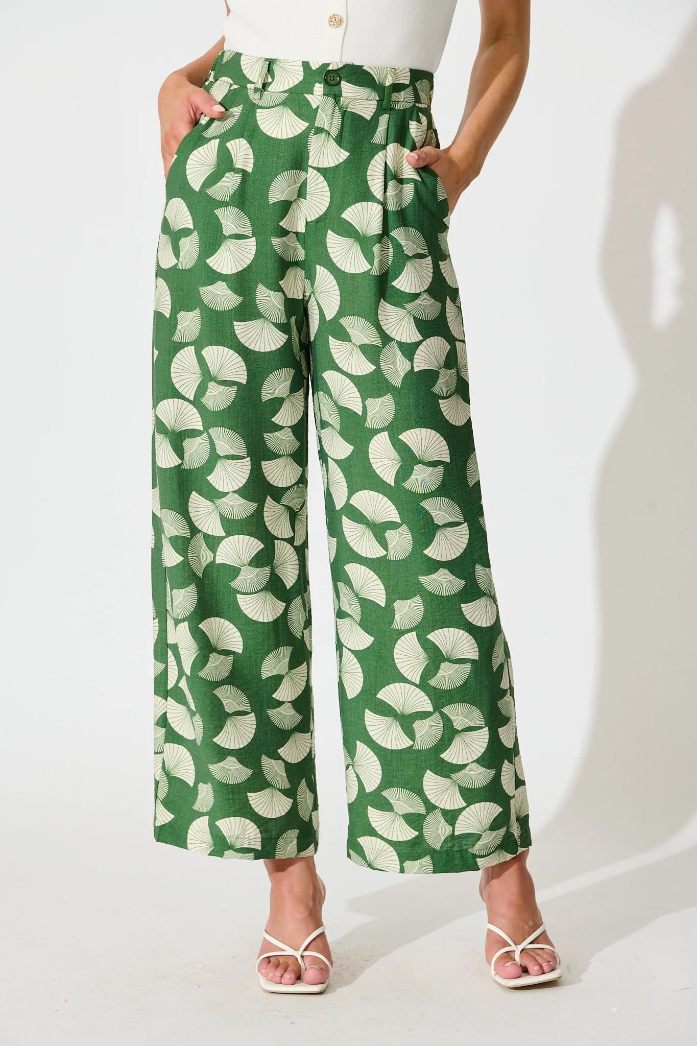 Dante Pant in Green with White Print