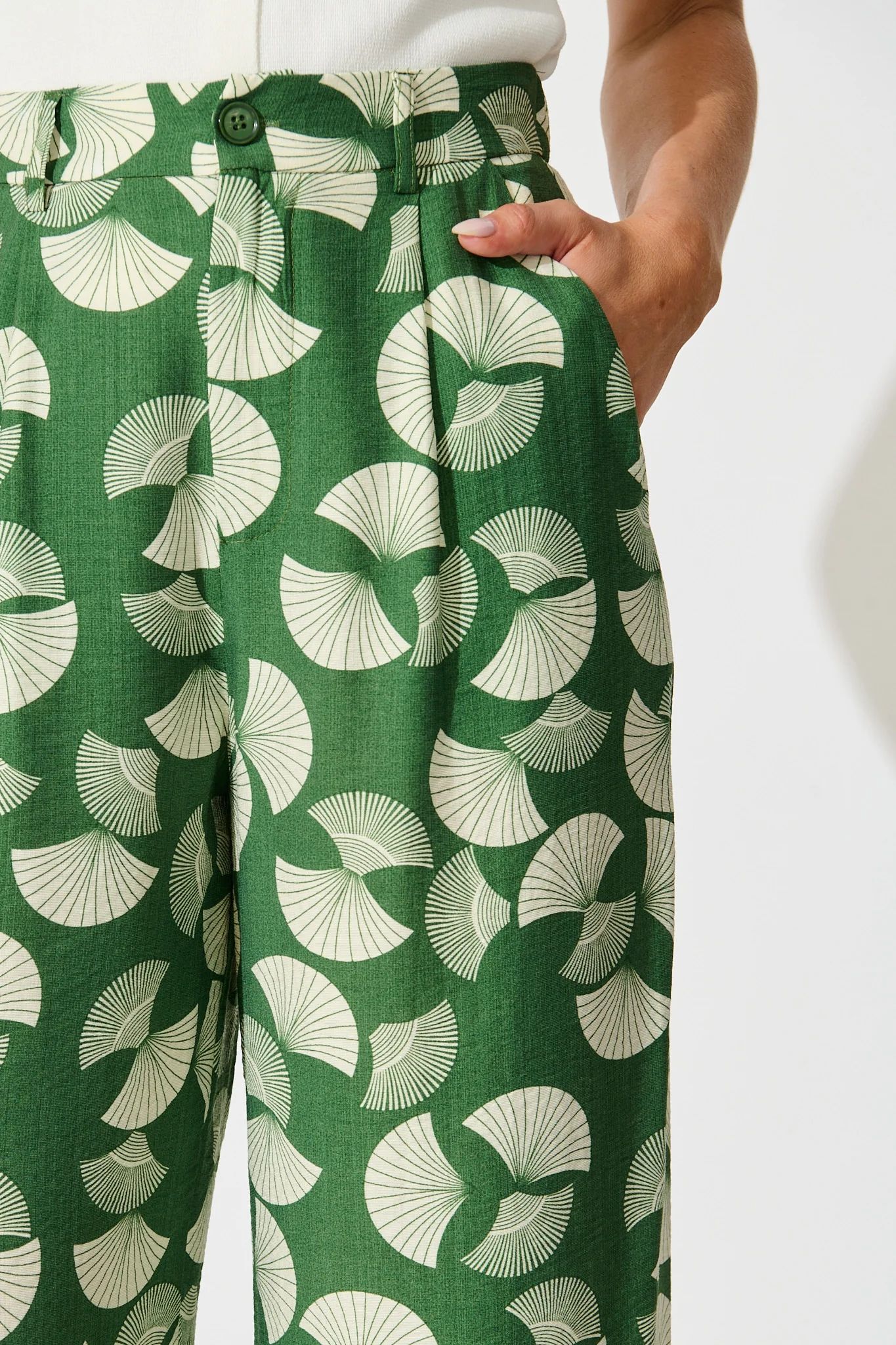 Dante Pant in Green with White Print - Image 6