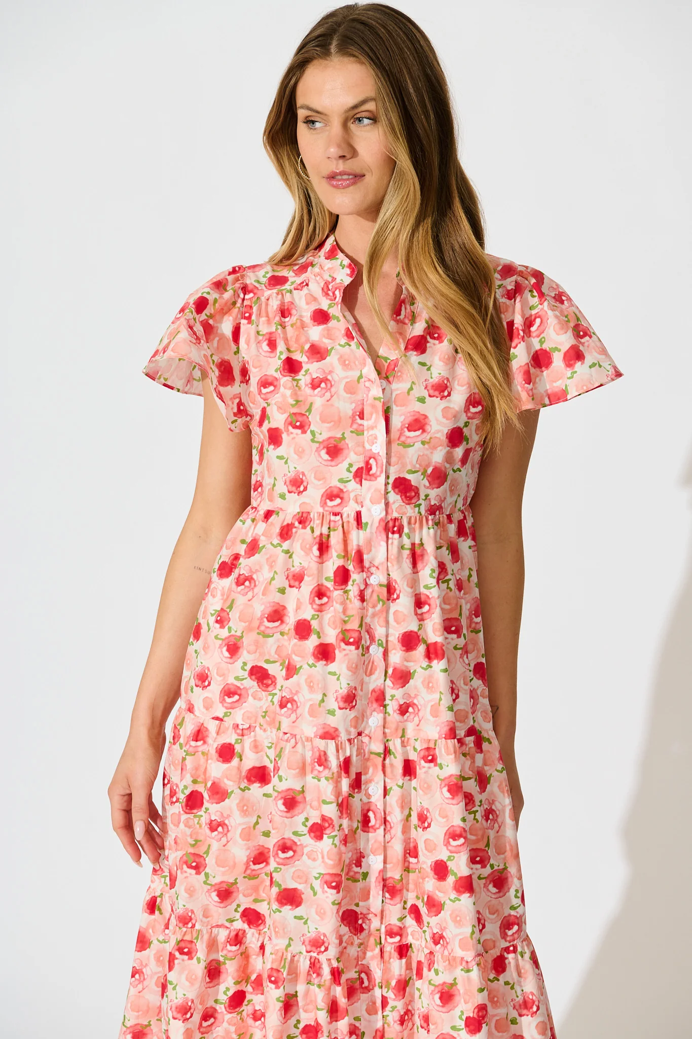 Darya Midi Smock Dress in Bright Multi Floral Cotton - Image 2