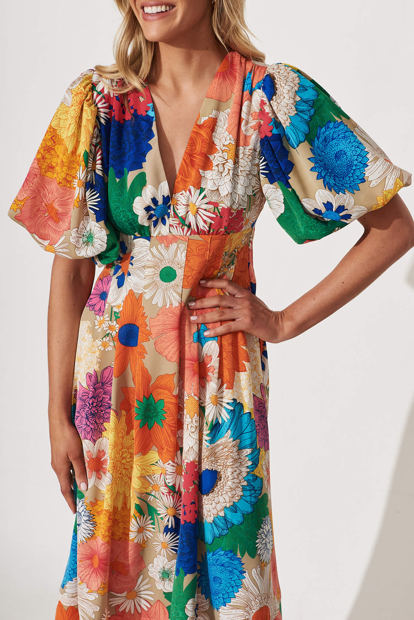 Daydreamer Midi Dress In Bright Multi Floral - Image 5