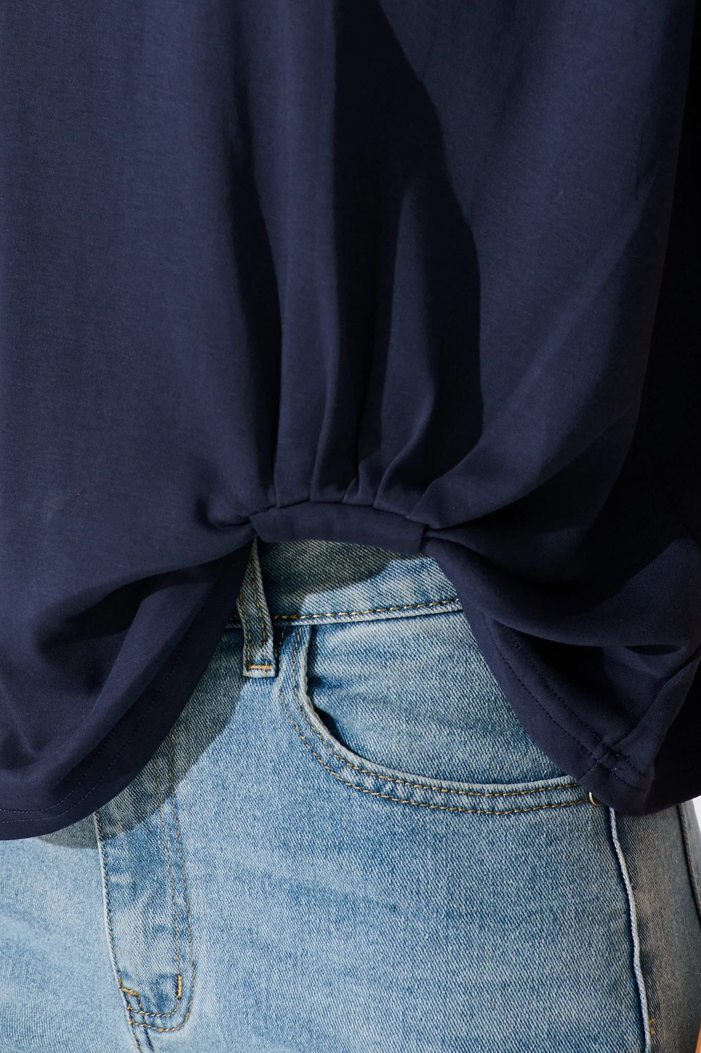 Dela T Shirt In Navy Cotton Blend - Image 5