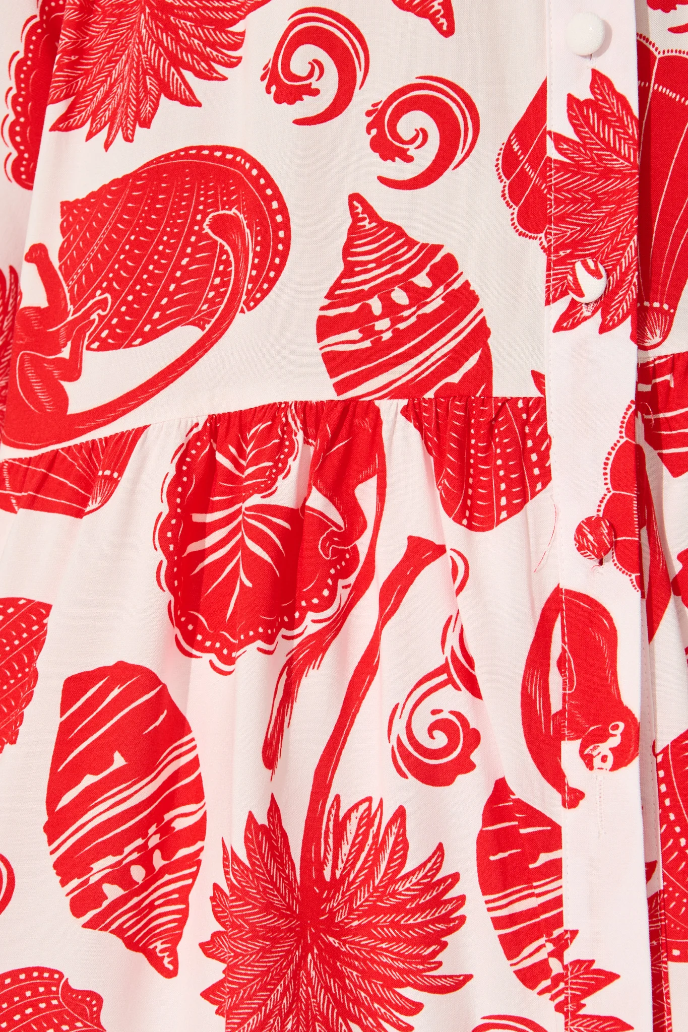 Deltina Shirt in Off White with Red Shell Print - Image 7