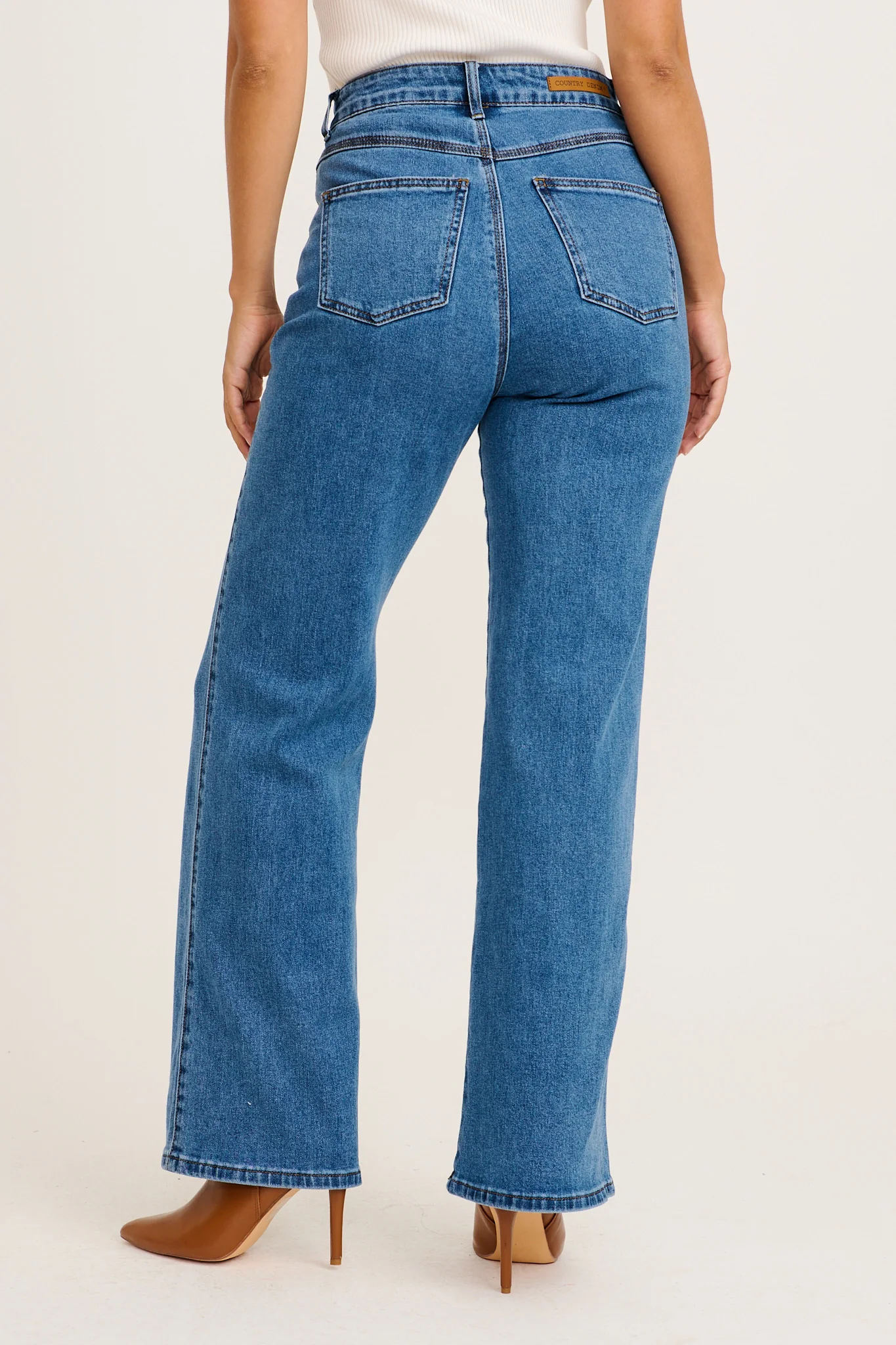 Designed For You High Rise Straight Leg Jean in Mid Blue Denim - Image 6