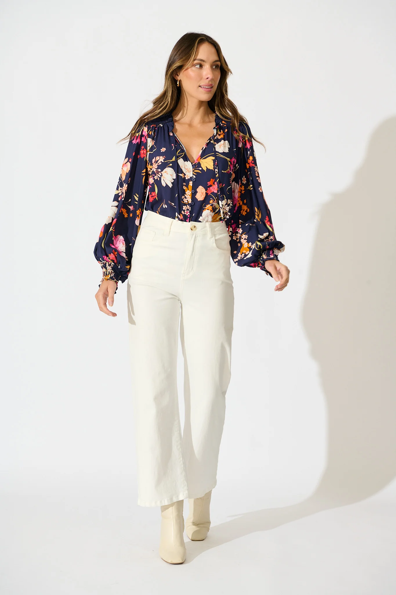 Devotion Top in Navy with Multi Floral - Image 4