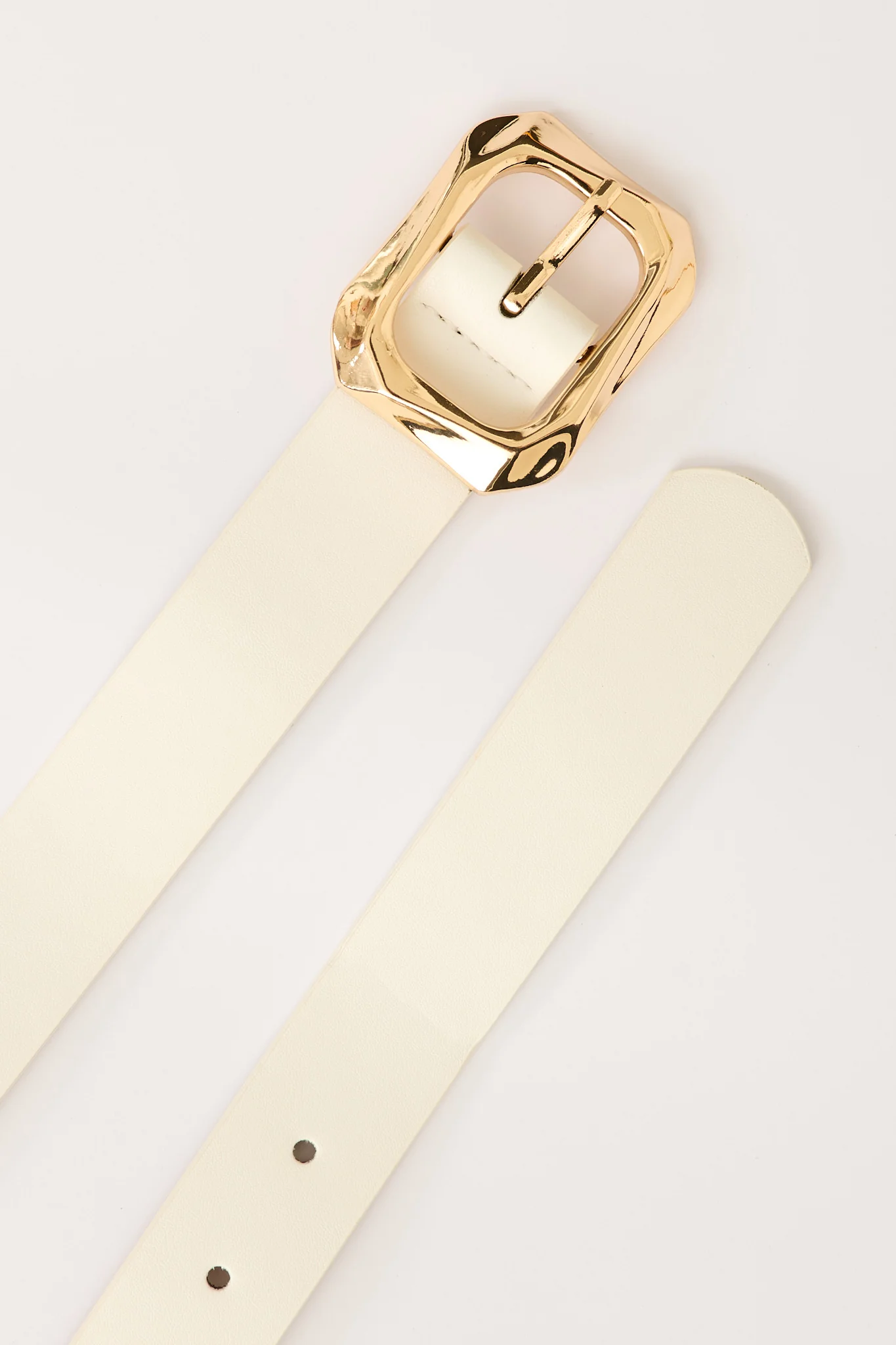 Dita Belt in Cream with Gold Textured Buckle